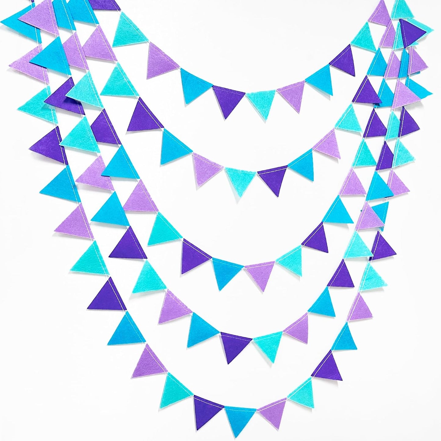 Mermaid Party Decorations Purple Teal Felt Hanging Triangle Mini Bunting Pennant Banner Flag for Birthday Wedding Baby Shower Bachelorette Little Mermaid Under The Sea Party Classroom Nursery Decor
