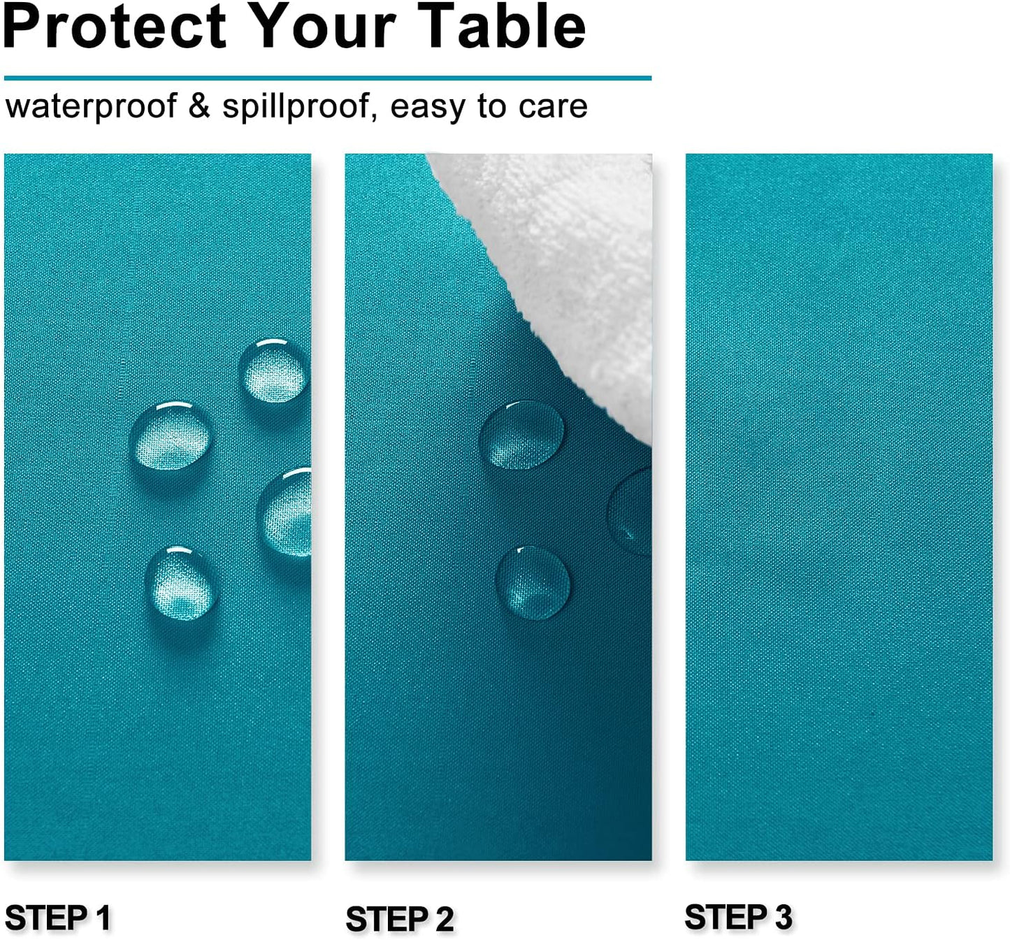 Hiasan Tablecloth for Rectangle Tables - 70 x 140 inch - Waterproof, Spillproof & Wrinkle Resistant Washable Polyester Table Cloth for Dining/Party/Outdoor Picnic, Turquoise