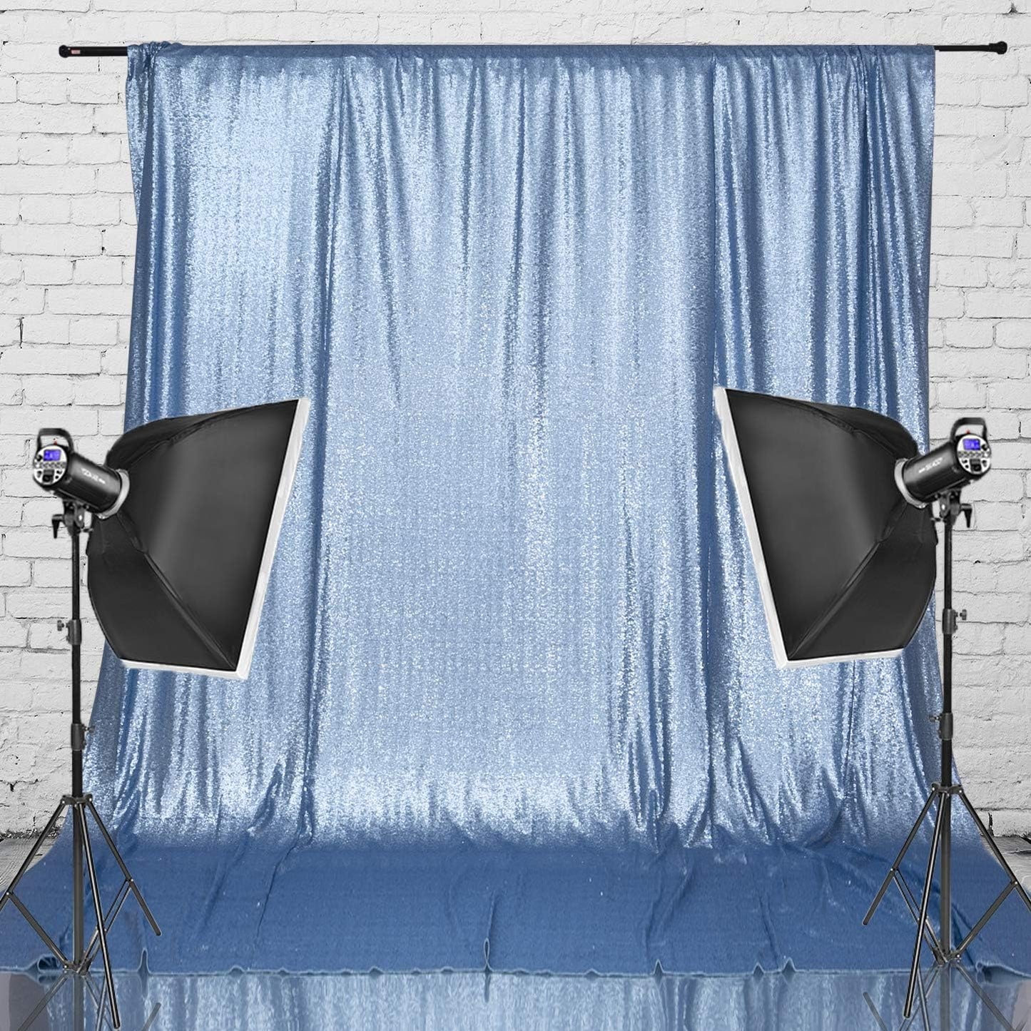Eternal Beauty Baby Blue Sequin Backdrop, 6x8 Ft Glitter Background Curtains for Shimmer Photography Party Wedding Birthday Back Drop Decor