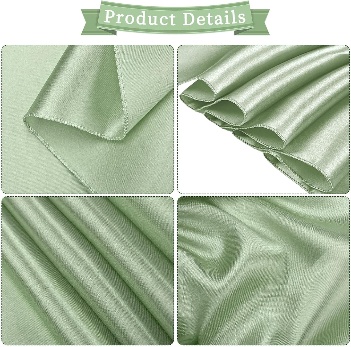 fani 120 PCS Sage Green Satin Chair Sashes Bows Universal Chair Cover for Wedding Reception Restaurant Event Decoration Banquet,Party,Hotel Event Decorations (7 x 108 inch)