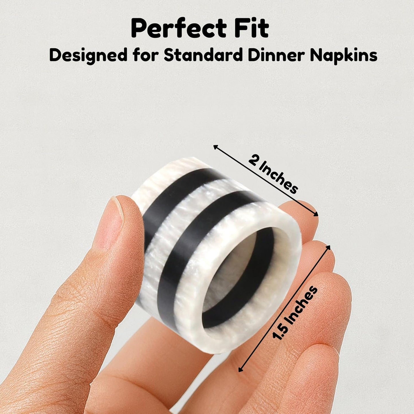 Napkin Rings Set of 12, Resin Round Napkin Holders for Cloth Napkins, Elegant Serviette Rings for Dinner Parties, Weddings, Holiday Décor, Modern Dining Accessories (Black White) - ALPHA Living HOME