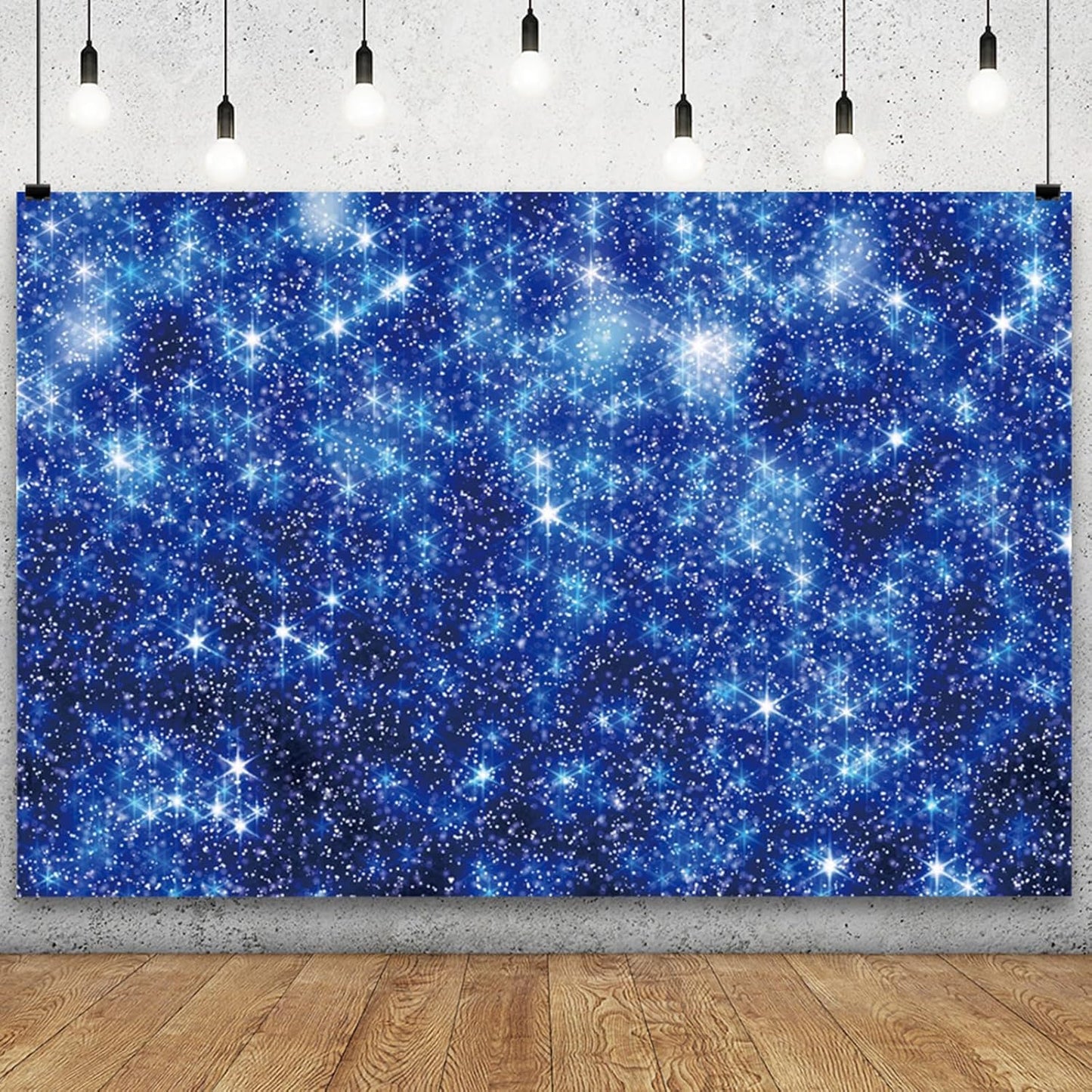 YongFoto Blue Glitter Backdrop 10x6.5ft Silver Light Spots Navy Blue Sequin Bokeh Photography Background Birthday Bridal Shower Wedding Photography Background Party Banner Decor Portraits Photoshoot
