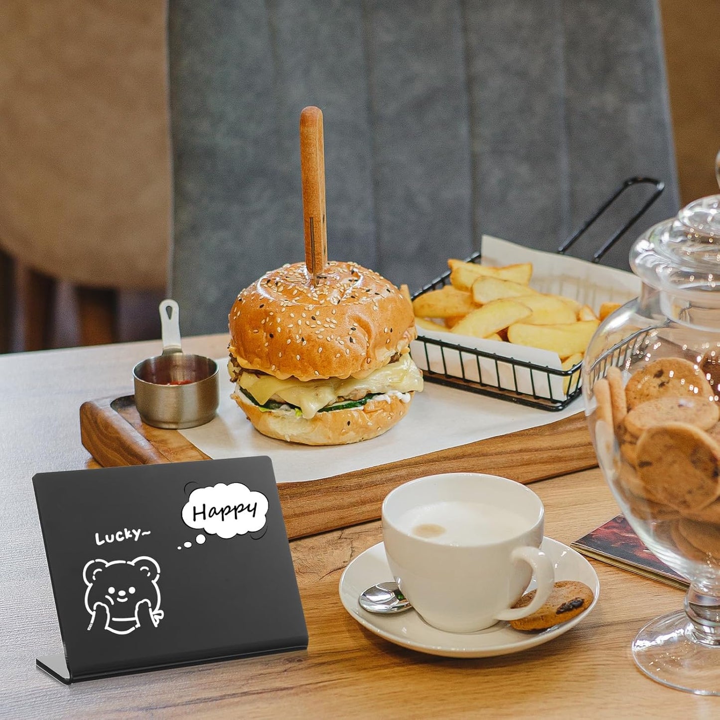 12 Pack Acrylic Mini Chalkboard Signs for Food, Black Mini Tabletop Chalkboard Signs, Small Buffet Chalkboards Signs for Weddings, Birthday Parties, Message Board Signs, Buffet, Bakery and Retail