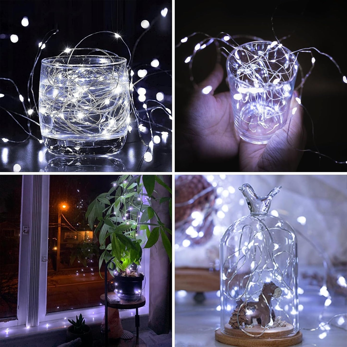 3 Pack 60LED Battery Operated Fairy Lights with Remote, 8 Modes LED String Lights with Timer, Dimmable, Memory Function, Waterproof Twinkle Fairy Lights for Outdoor Indoor Christmas Decor(Cool White)