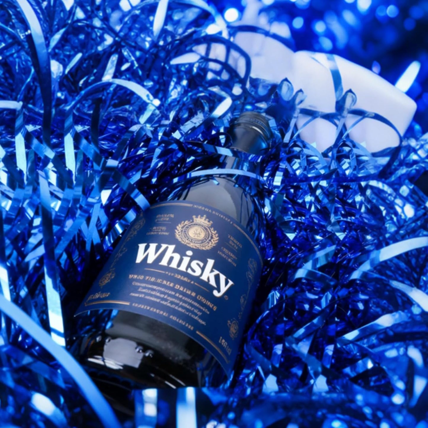 Zwish 150 Gram Sparkly Iridescent Film PP Hamper Shreds & Strands Shredded Crinkle Confetti for Gift Wrapping & Basket Filling & Gift Box filler Crinkle Cut Paper Shred Filler-Blue