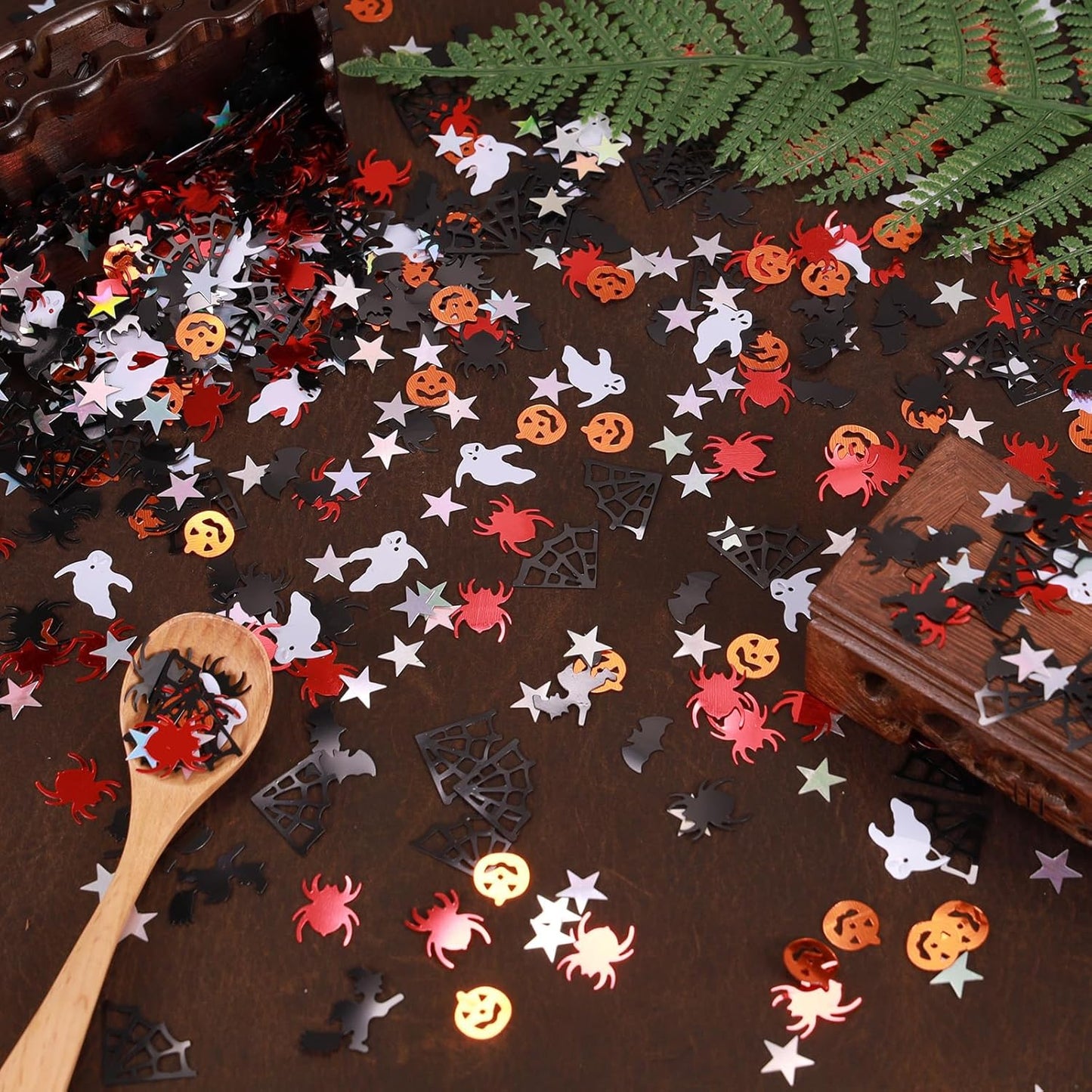 Halloween Party Table Scatter Confetti, 3000 Pcs Pumpkin Spider Bat Star Foil Metallic Confetti for Halloween Party Table Decorations
