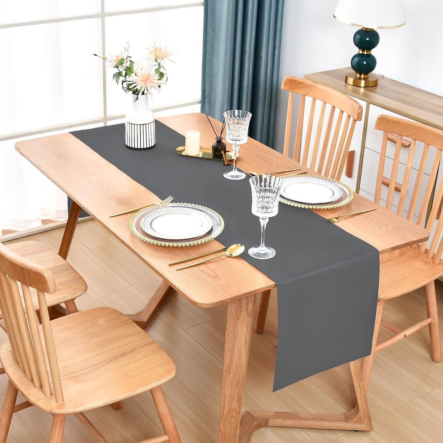 Farmhouse Grey Table Runner Dining Table Runners 72 Inches Long Coffee Table Runner for Dresser Living Room Bedroom Holiday Party Banquet 12X72 Inch