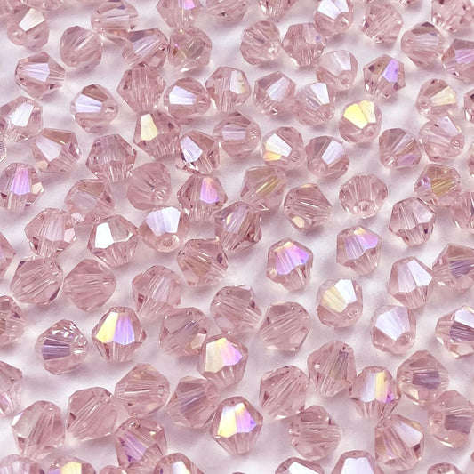 250pcs 6mm Bicone Crystal Glass Beads Loose Spacer Beads Faceted Craft Beads for Jewelry Making DIY Necklace Bracelet Earring Wind Chimes Suncatchers Ornamen(Pink AB)