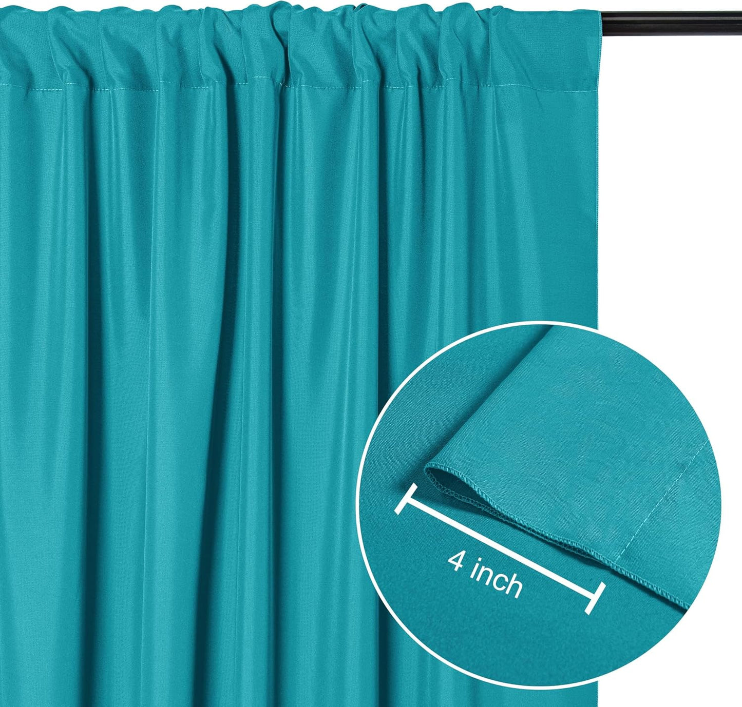 DWCN 10x8 FT Turquoise Backdrop Curtains for Parties, Photography Backdrop Drapes with Rod Pockets for Wedding Decorations Stage Birthday Family Gatherings, 2 Panels 5ft x 8ft