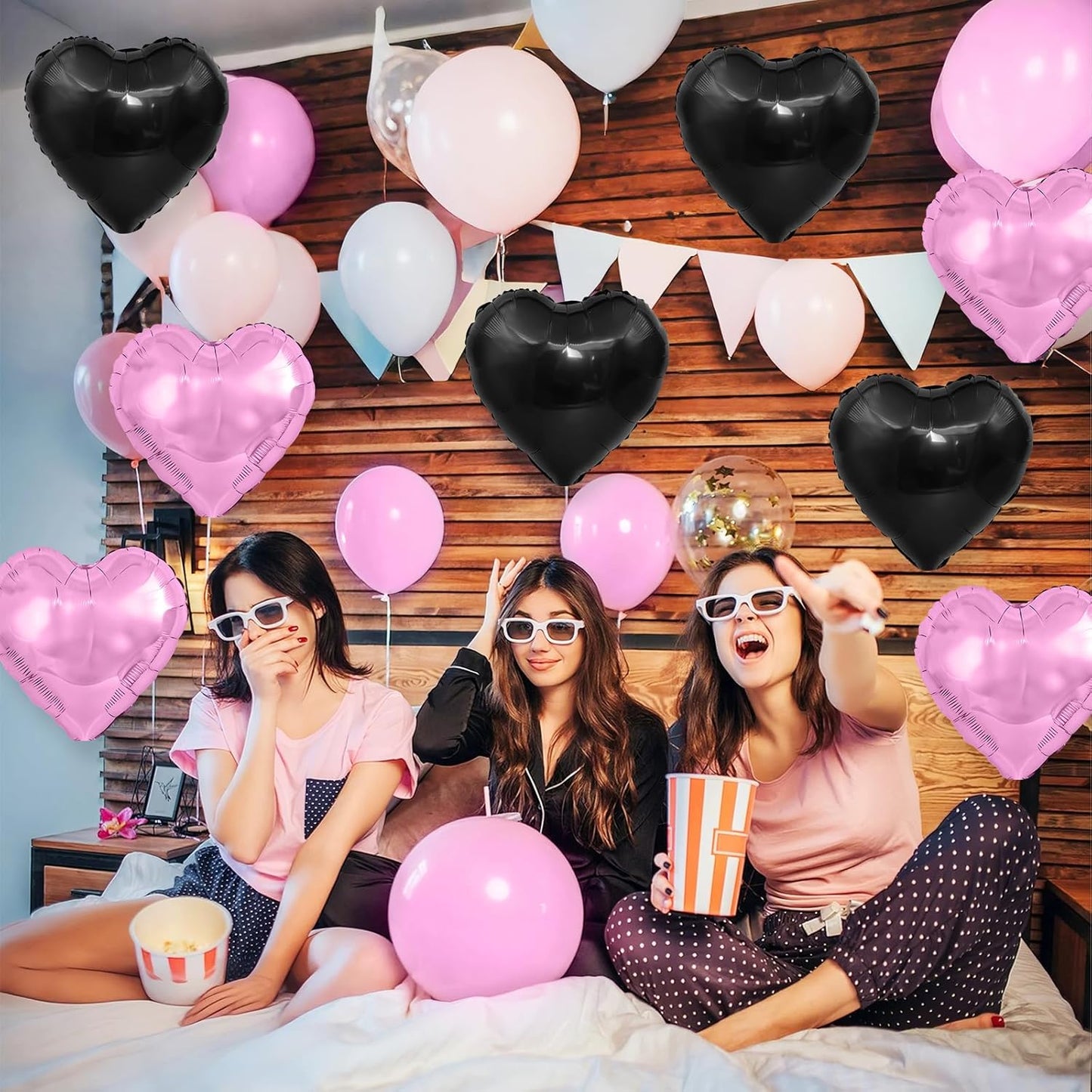 Black Purple Heart Balloons,12Pcs 18Inch Cream Purple Black Heart Shaped Foil Helium Balloons for Baby Shower Birthday Anniversary Wedding Engagement Party Decorations