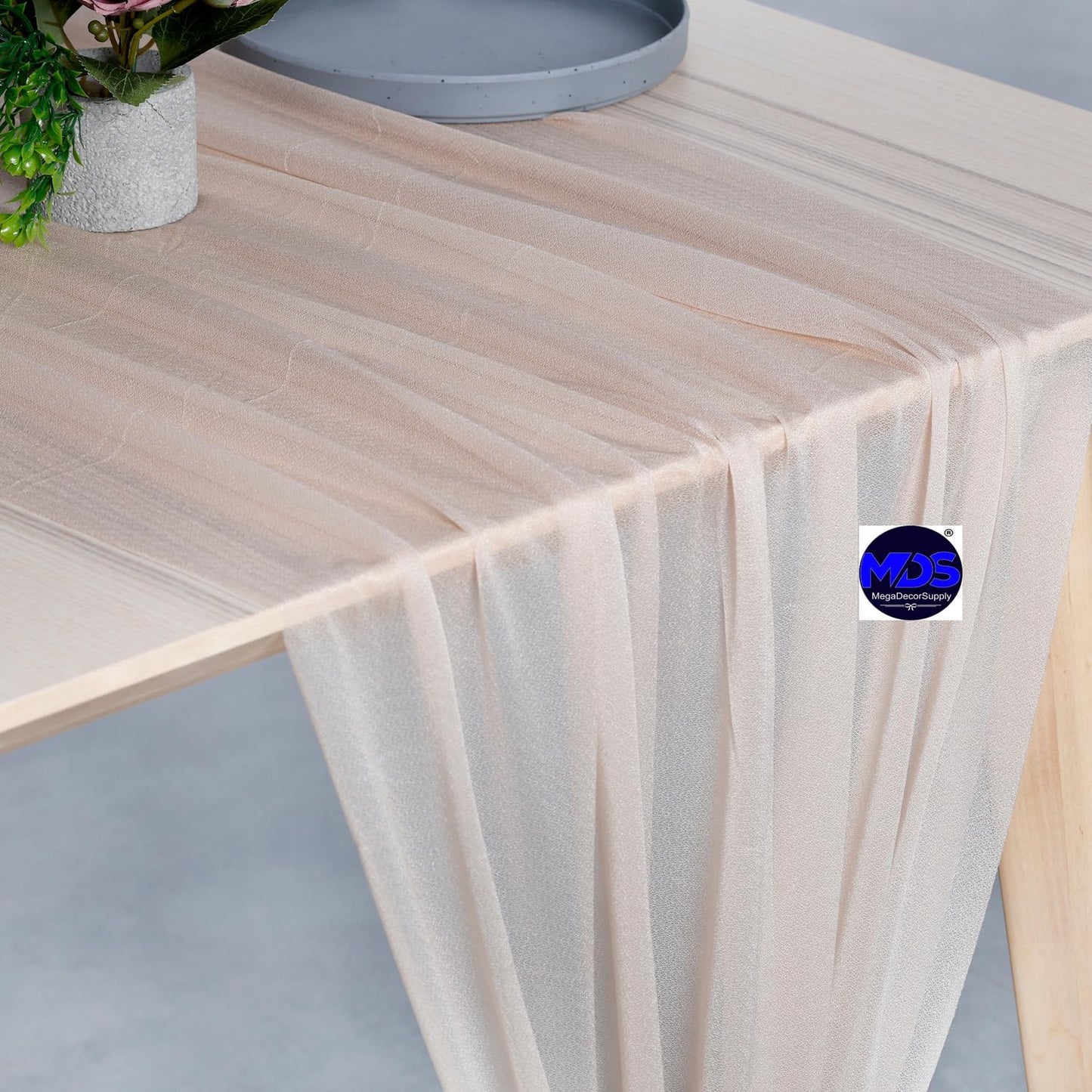 MDS Halloween Chiffon Table Runner - 20 Pack, 29 x 170 Inches, 14ft Each - Sheer Spooky Table Runners for Haunted House Parties, Trick-or-Treat Tables, Witchy Décor, Wedding & Events - Nude