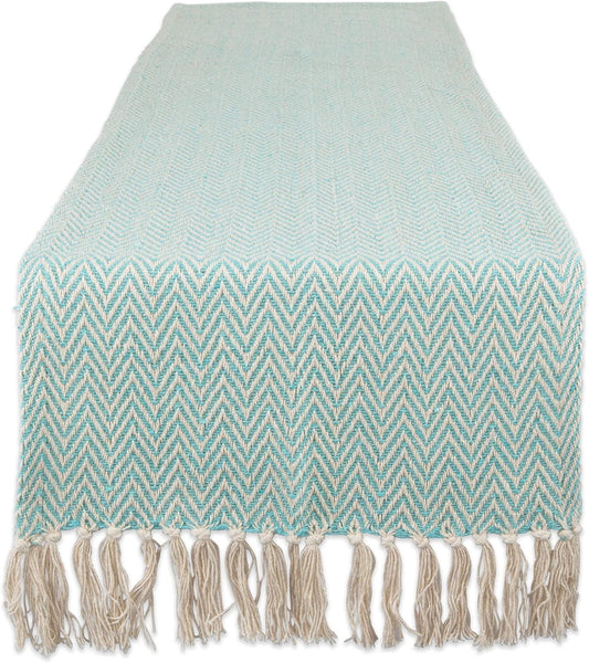 DII Woven Basic Tabletop Collection, Chevron Table Runner, 15x108, Aqua