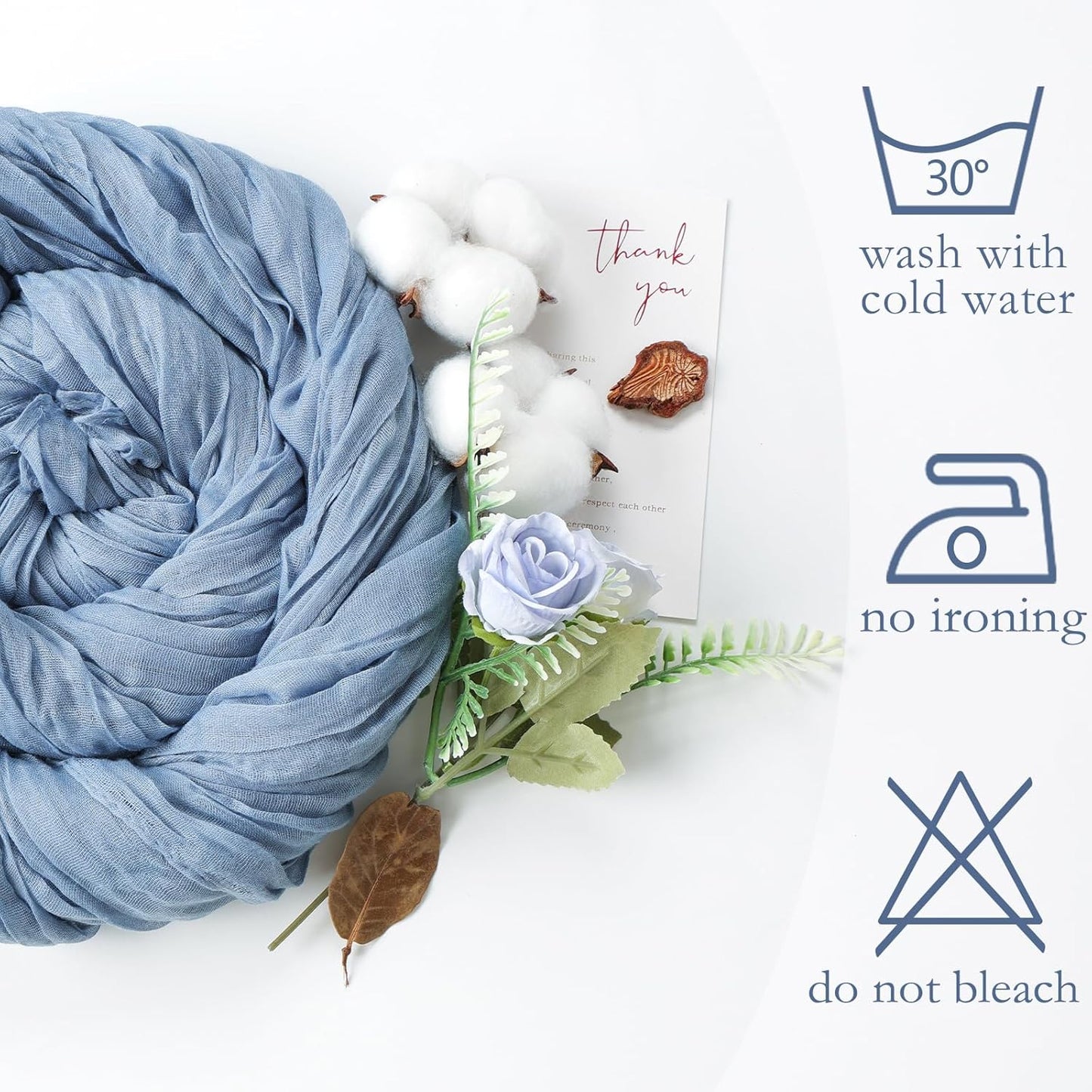 6 Pack Dusty Blue Table Runner 10ft Boho Gauze Fabric Cheesecloth Table Runner 35 x 120 Inch Rustic Sheer Runner for Wedding Decor Baby Shower Party Table Centerpiece Decorations