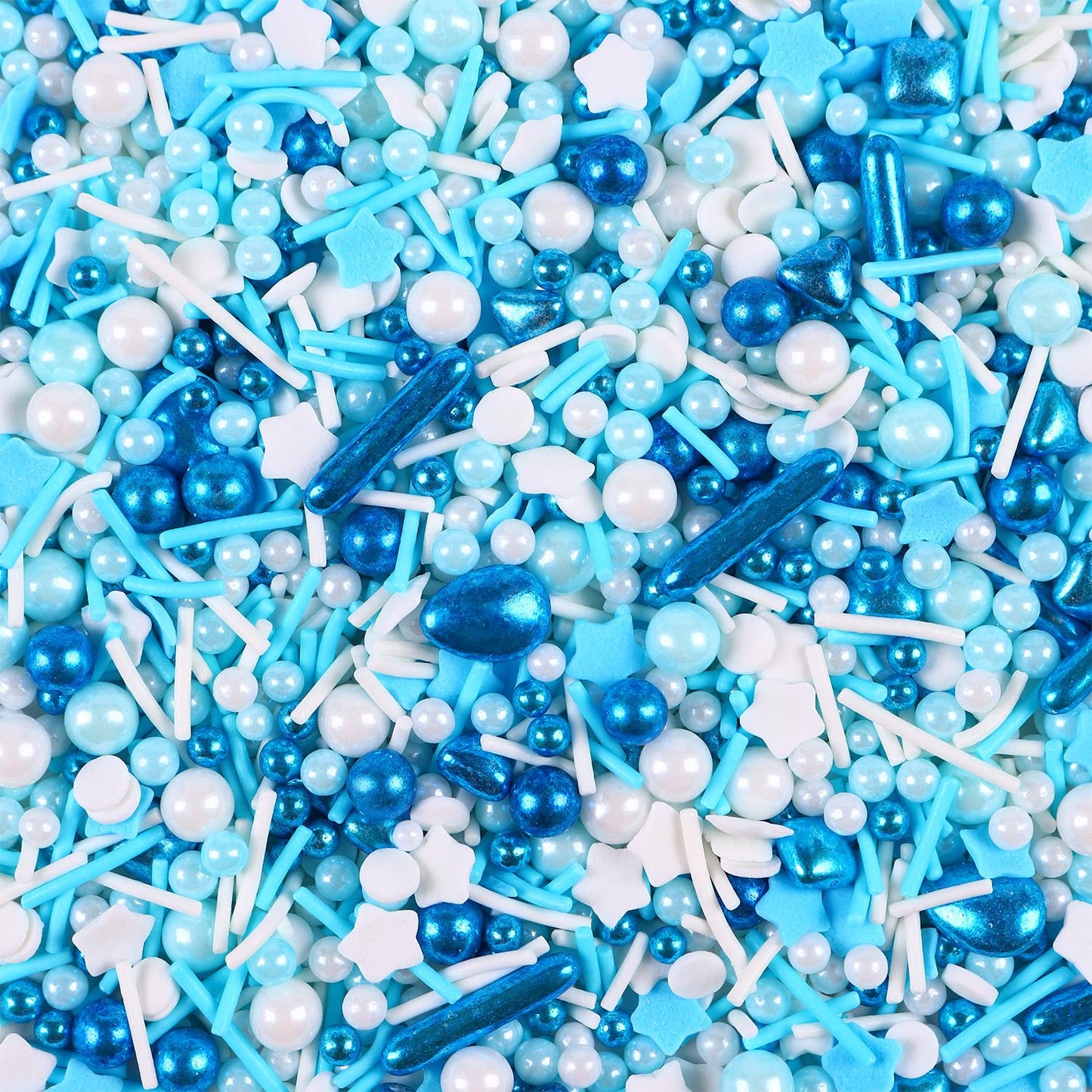 Blue Sprinkles for Cake Decorating, Galaxy Blue Sprinkles Mix, Metallic Sprinkle Mix for Cupcakes, Macaron, Ice Cream, and Cookies(120g/4.23oz)
