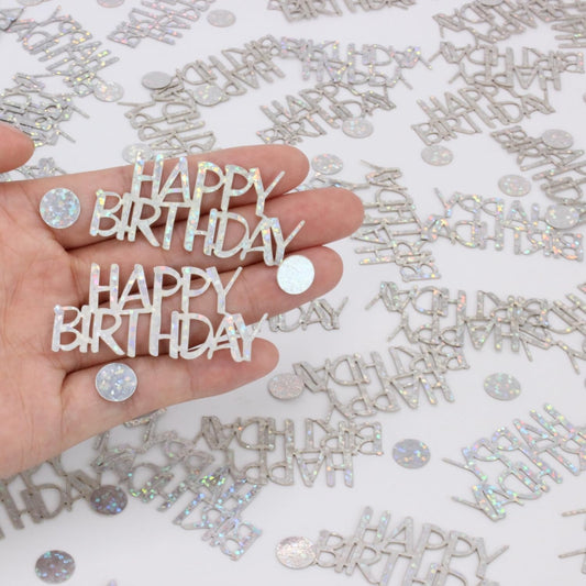 Birthday Confetti - Glitter Happy Birthday Table Decorations, 270 PCS Iridescent Holographic Party Decorations