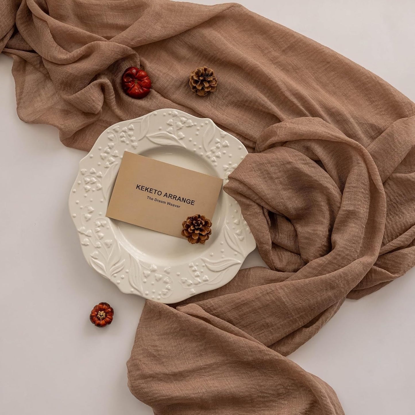 Cheesecloth Table Runner Nude Gauze Rustic Boho Coffee Cheese Cloth 120 Inch 10 FT for Wedding Baby Shower Bridal Shower Birthday Party Long Sheer Farmhouse Home Decorations