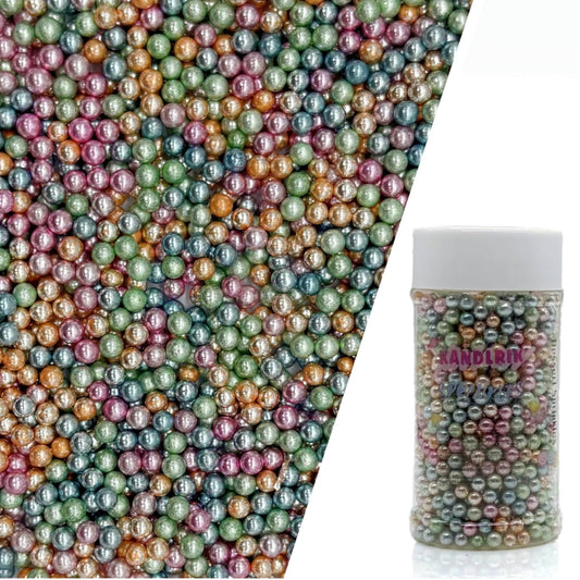 Edible Colourful Pearl Sugar Sprinkles Candy 4mm Mini Pearls Cake Decorations Cupcake Toppers Cookie Decorating Perfect for Wedding Party Valentine Halloween Christmas Supplies 3OZ