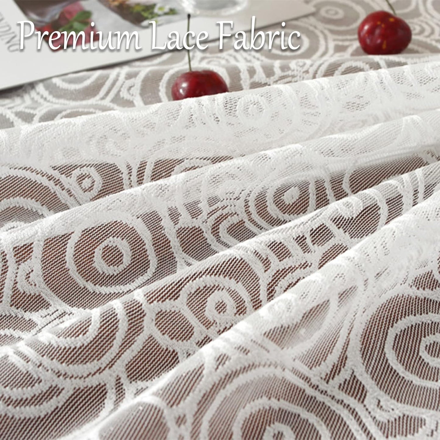 Jeloris Round Lace Tablecloth with Elegant Scalloped Bottom for Any Special Event Such as Wedding, Birthday Party, Baby Shower, Anniversary (78 inch, Style 7)