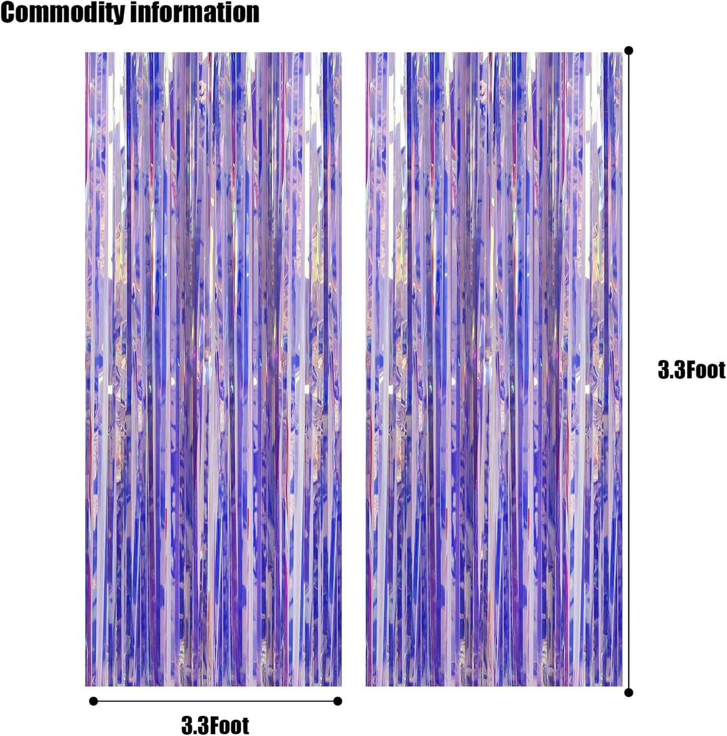 CANREVEL 2 Pack 3.2x6.5 Feet Iridescent Foil Fringe Backdrop Curtains, Clear Purple Tinsel Photo Booth Props Streamers Party Decorations for Birthdays Graduation, Mermaid, Halloween, Disco Party