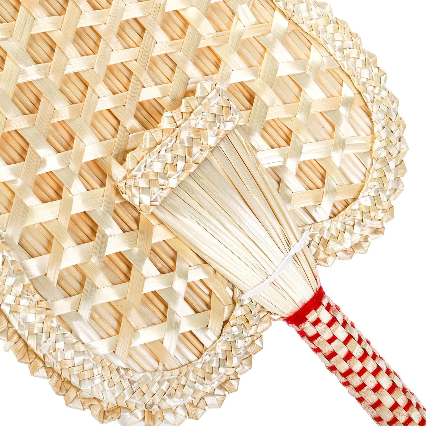 Goaste 2 Packs Hand Woven Fan, Handheld Wheat Straw Fans, Rustic Chinese Manual Fan for Summer Cooling, Wedding Palm, Home Decoration, DIY Decoration, Elderly Travel Supplies, Personal Use Gift