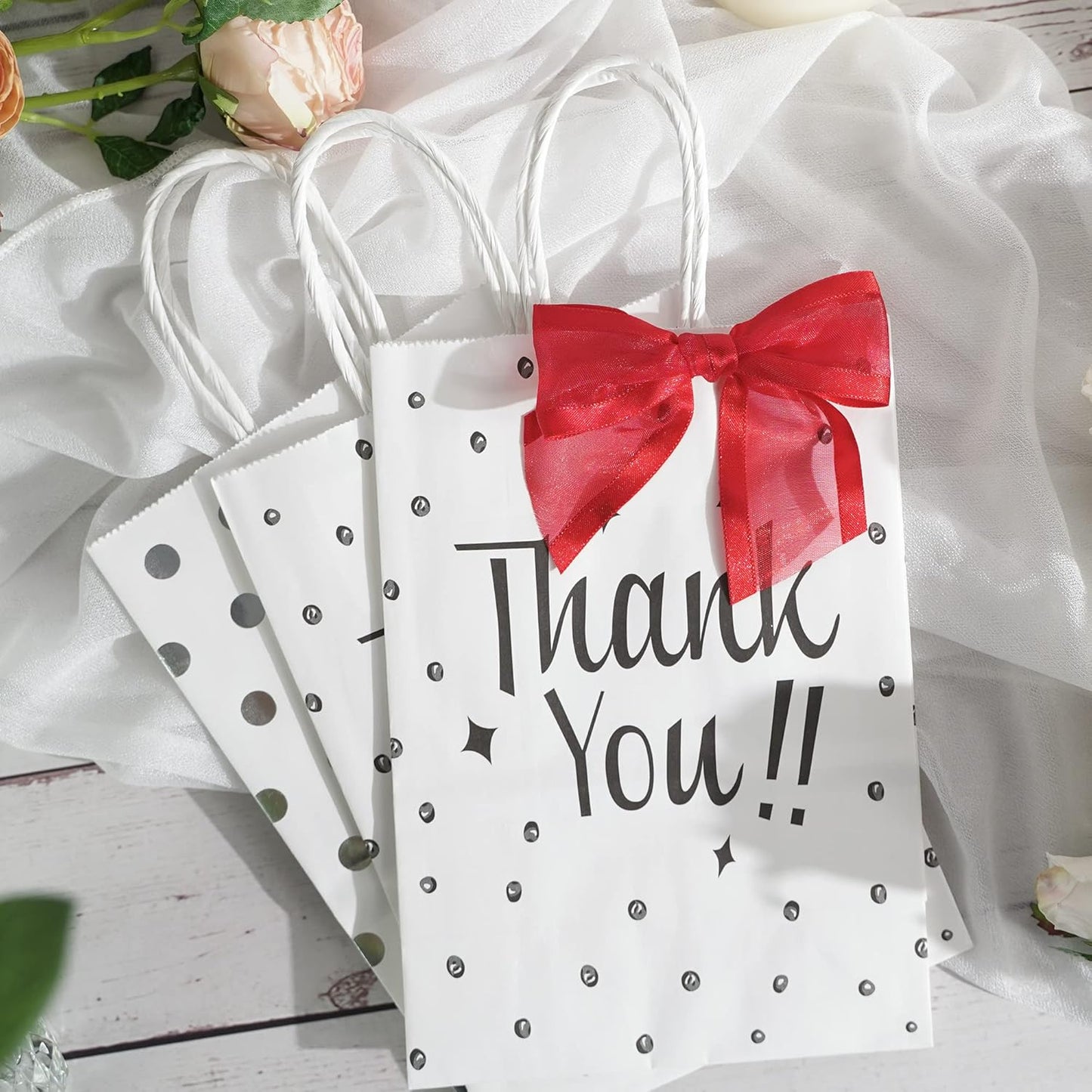 AIMUDI Red Bows for Crafts 4" Organza Bows Premade Twist Ties Bows for Gift Wrapping Crafts Treat Bags Baskets Cake Pop Baby Shower Birthday Wedding Christmas Decor - 12 Counts