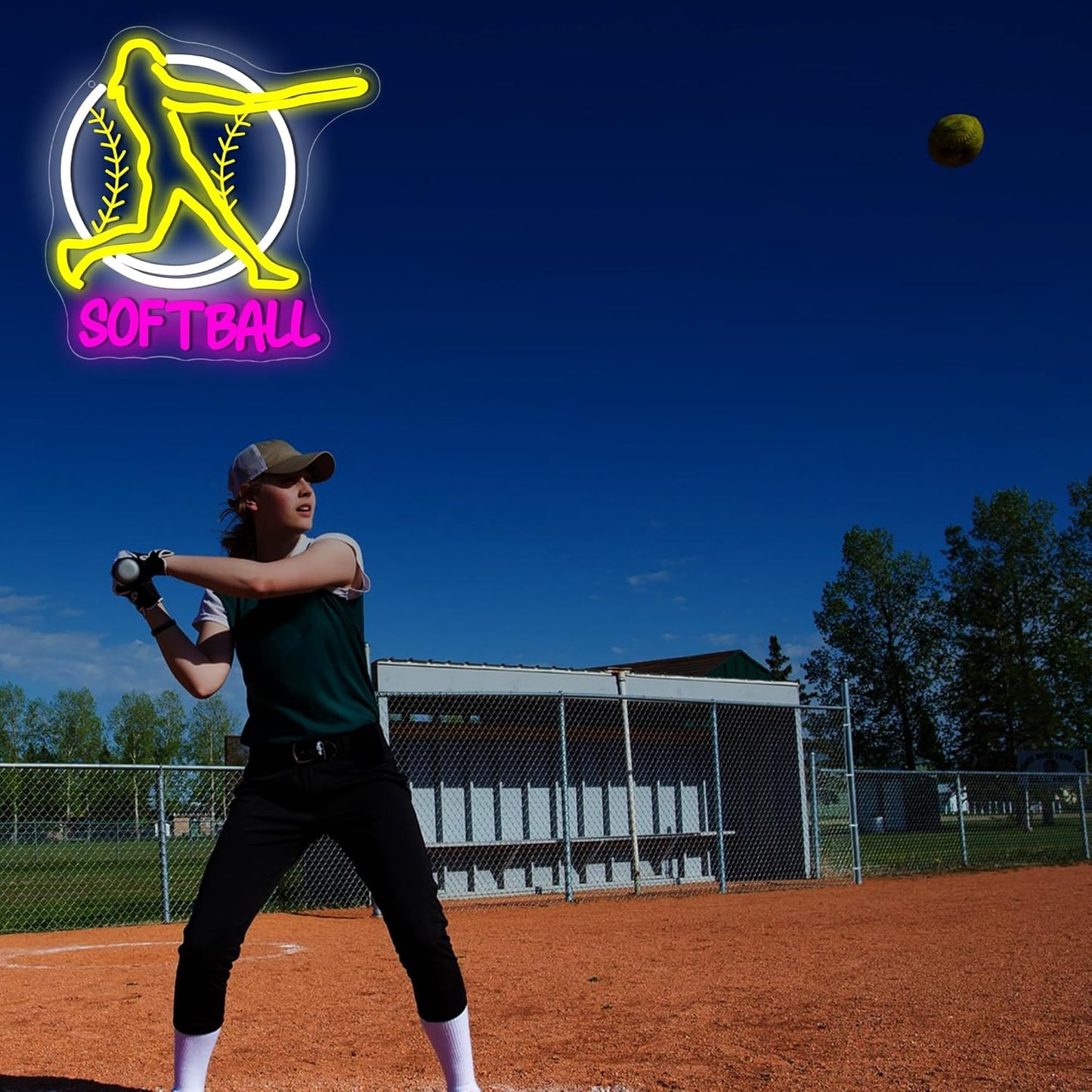 Softball Neon Sign for Wall Decor Dimmable Softball Party Neon Light for Girls Sport Team Light up Sign for Women Fans Club Court Wall Art Office Park Christmas Birthday Gifts Size12.2*12.1In(WZCP232)