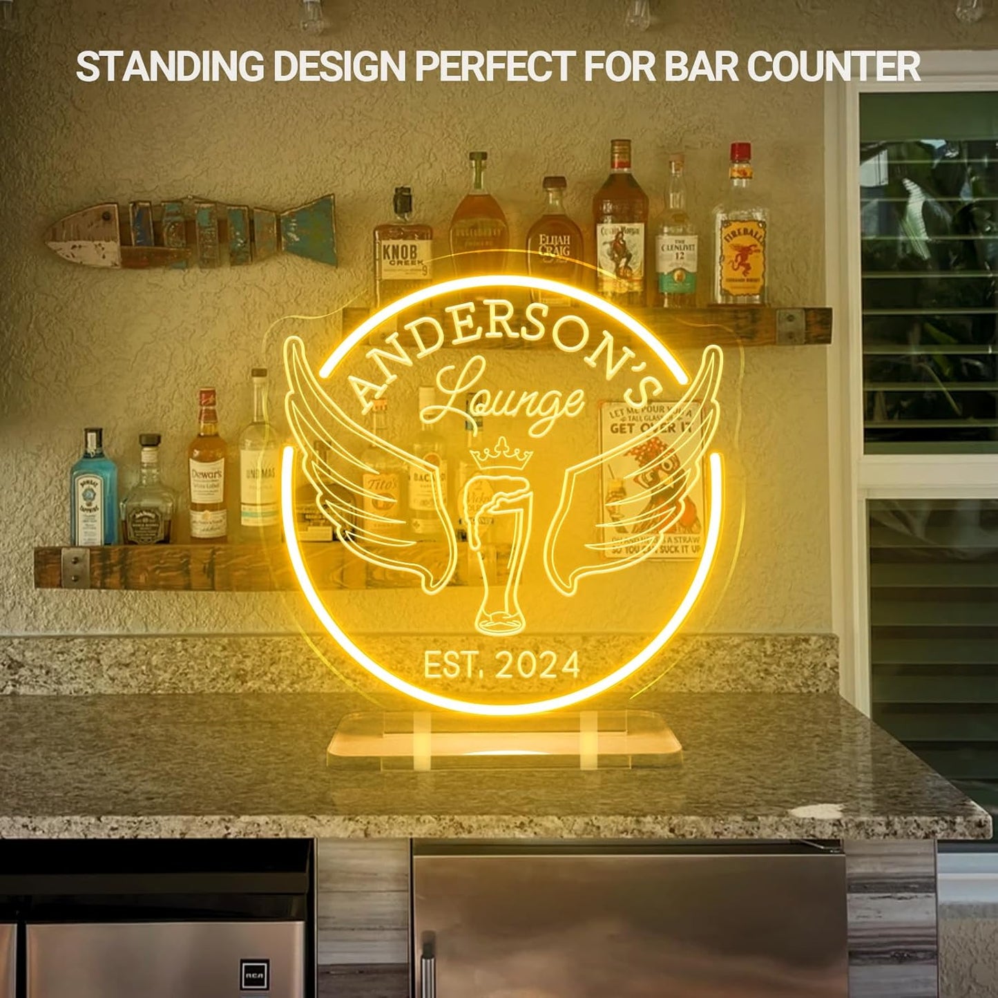 Custom Lounge Neon Sign for Home Bar Wall Decor, Personalized LED Neon Bar Name Signs for Men Dad Gifts, Dimmable Customizable Light Up Signs for Man Cave Lounge Basement Bar Tavern Bistro Business