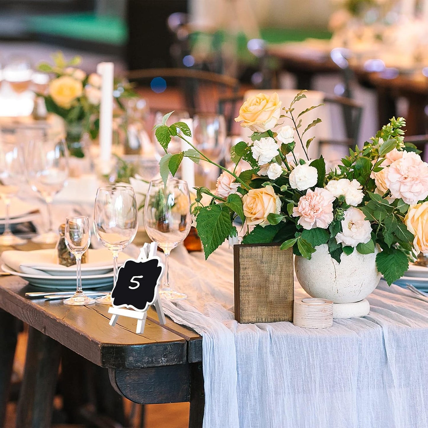 ULENDIS 10 Pack Mini Chalkboard Signs With Easel Stand, 3.9x2.9 Inch Small Wooden Labels, Reusable Blackboard Tags for Event Decoration, Wedding Signs, Cards, Tables, Party