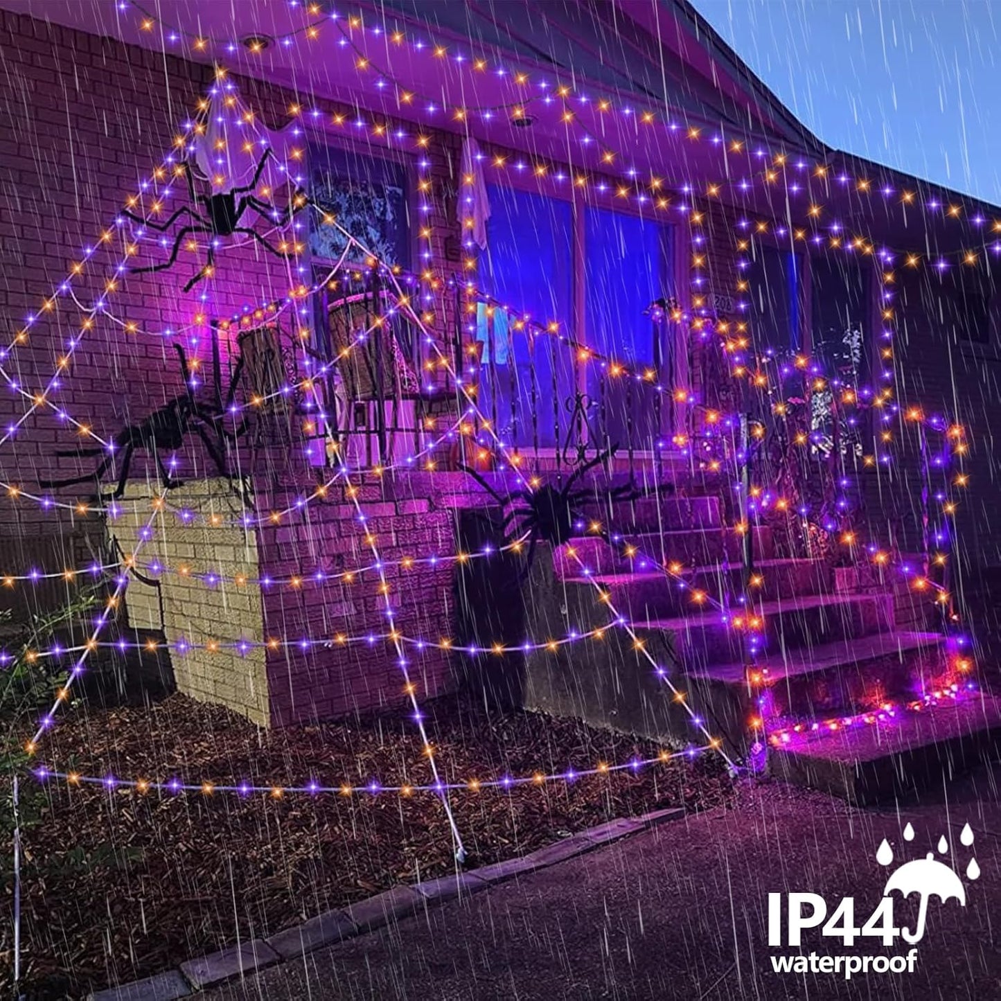 YEGUO 165ft 500 LED Halloween Lights Outdoor Waterproof, Orange and Purple String Lights Indoor, Green Wire Christmas Tree Lights Plug in with Timer Memory 8 Modes