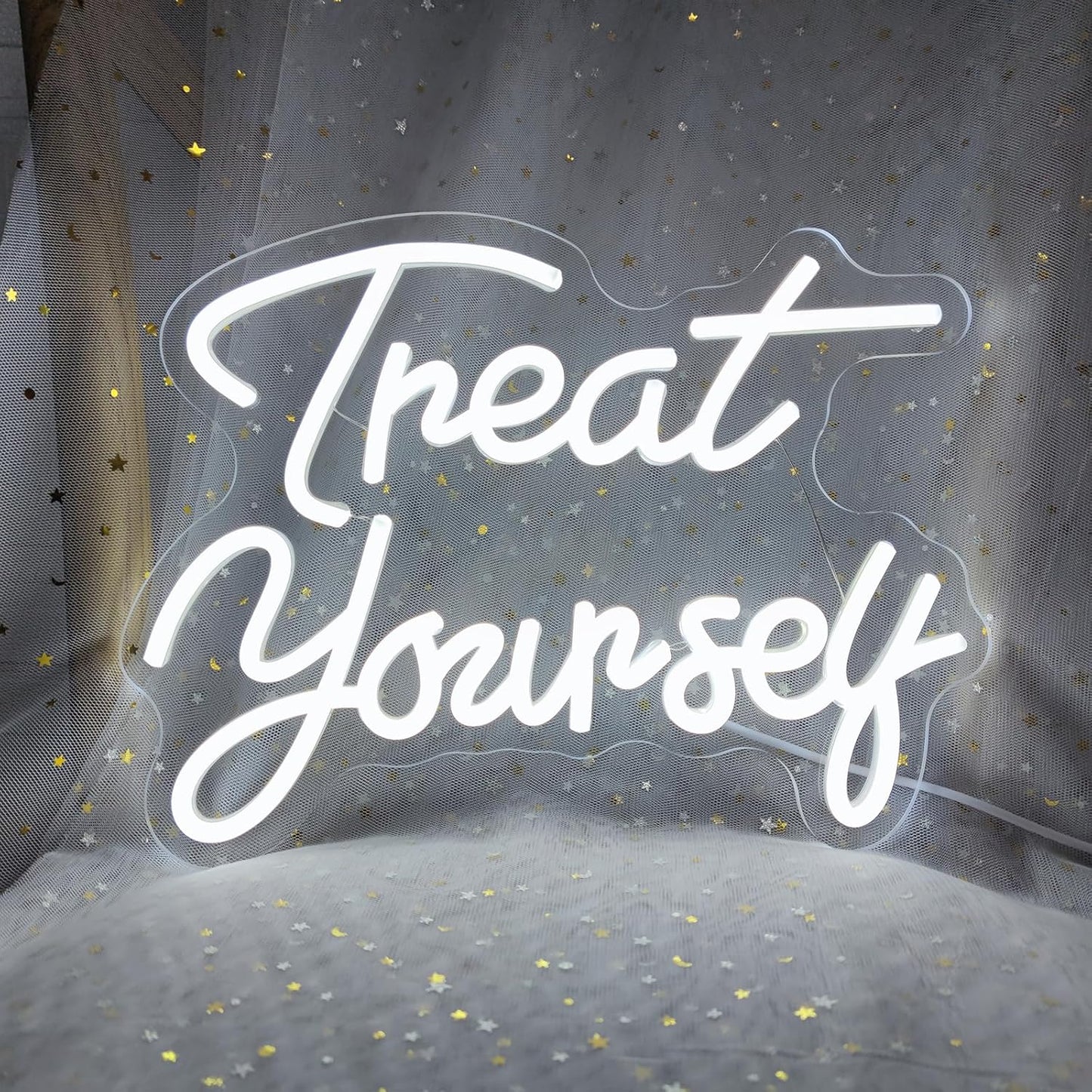Treat Yourself Neon Sign Treat Yourself Sign for Bedroom Wall Wedding Sign Room Decoration Birthday Party Decoration, 12.9" x 9.6"
