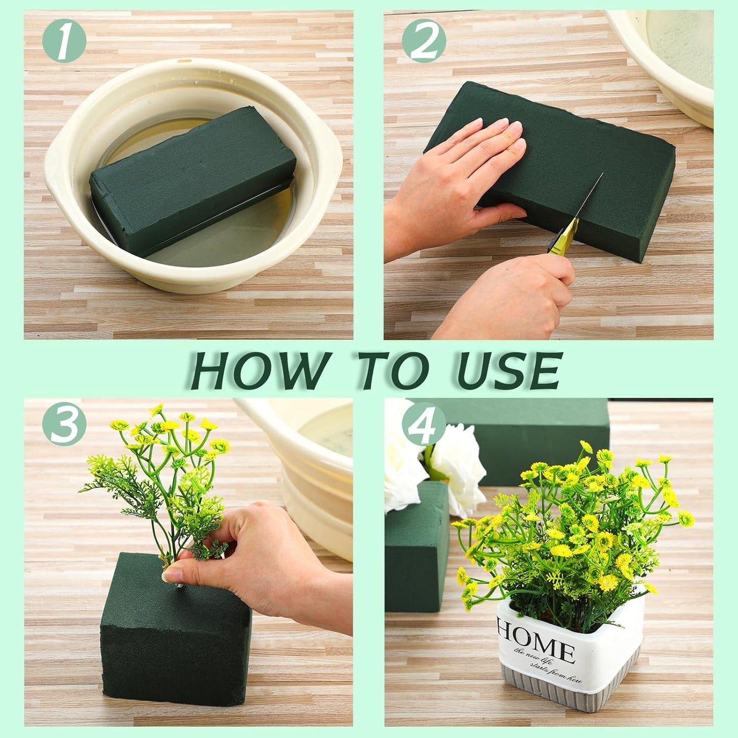 Marsui 30Pcs Floral Foam Blocks Dry and Wet Florist Foam Brick Flower Arrangements Supplies for Fresh and Artificial Flowers Craft Plant Filler Decoration, Green(9 x 4 x 3 Inch)