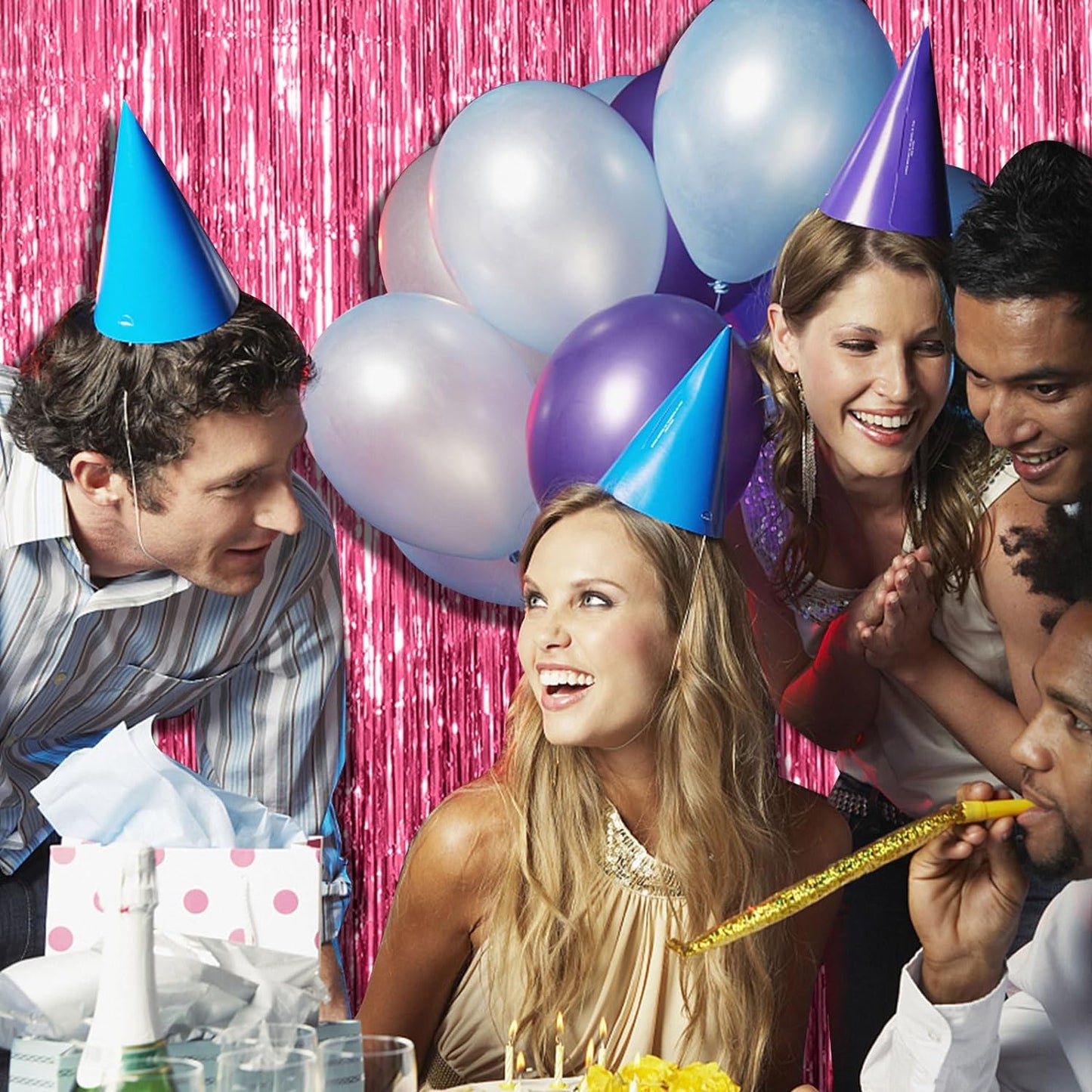 10 Pack Pink Backdrop Party Decorations Tinsel Curtain Party Backdrop Foil Fringe Birthday Decorations Photo Booth Streamer Backdrop Pink Theme Bachelorette Graduation Party Decorations