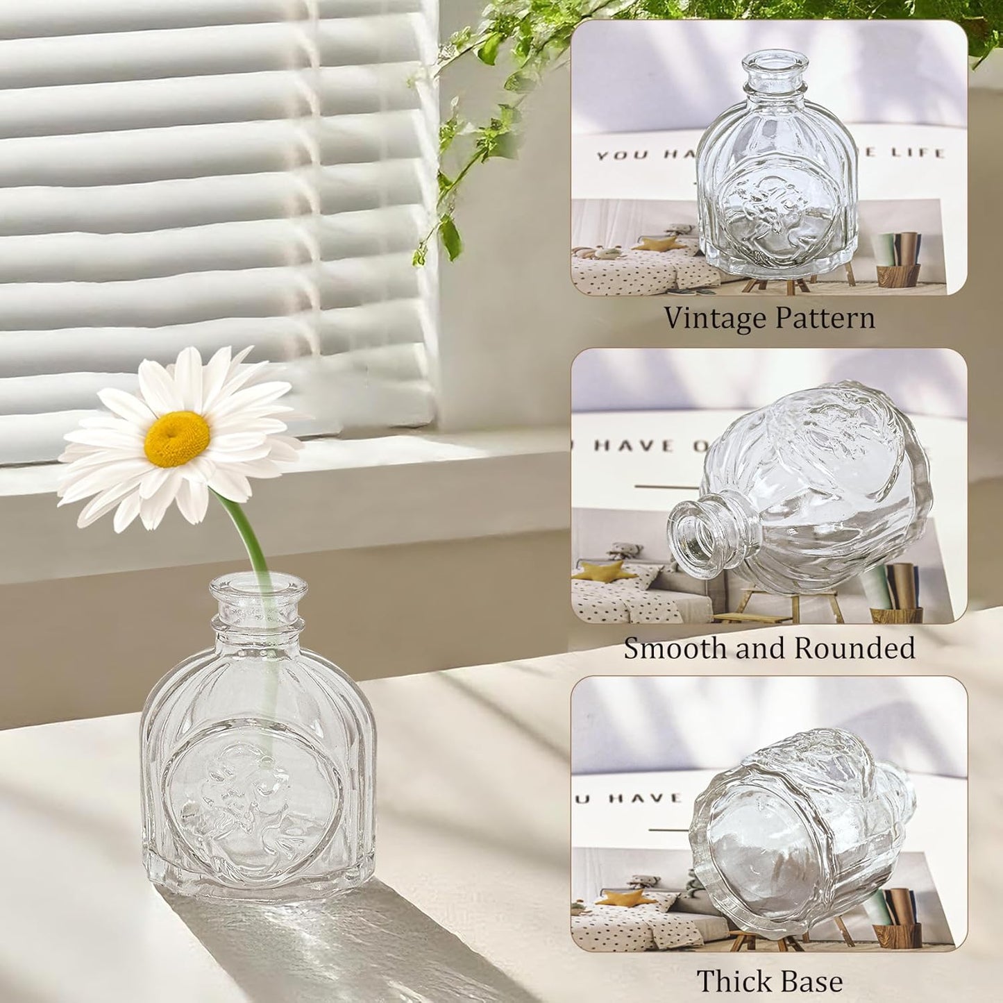 40Pcs Glass Bud Vase Set,Small Flower Vase for Tables Centerpieces Decor, Mini Vintage Clear Vase for Home,Wedding,Party Decorations（40 Pcs，Clear）