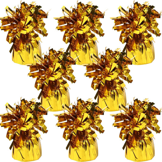 8 Pcs Gold Metallic Balloon Weights Holder Anchors Balloon Holder Weights for Helium Balloons Birthday Graduation Party Christmas Wedding Celebration Decoration (Gold)