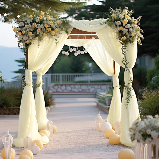 Wedding Arch Draping Fabric Beige Arch Drapes Sheer Backdrop Curtain for Ceremony Photo Wedding Decor 19Ft Length x 28" Width 4 Panel