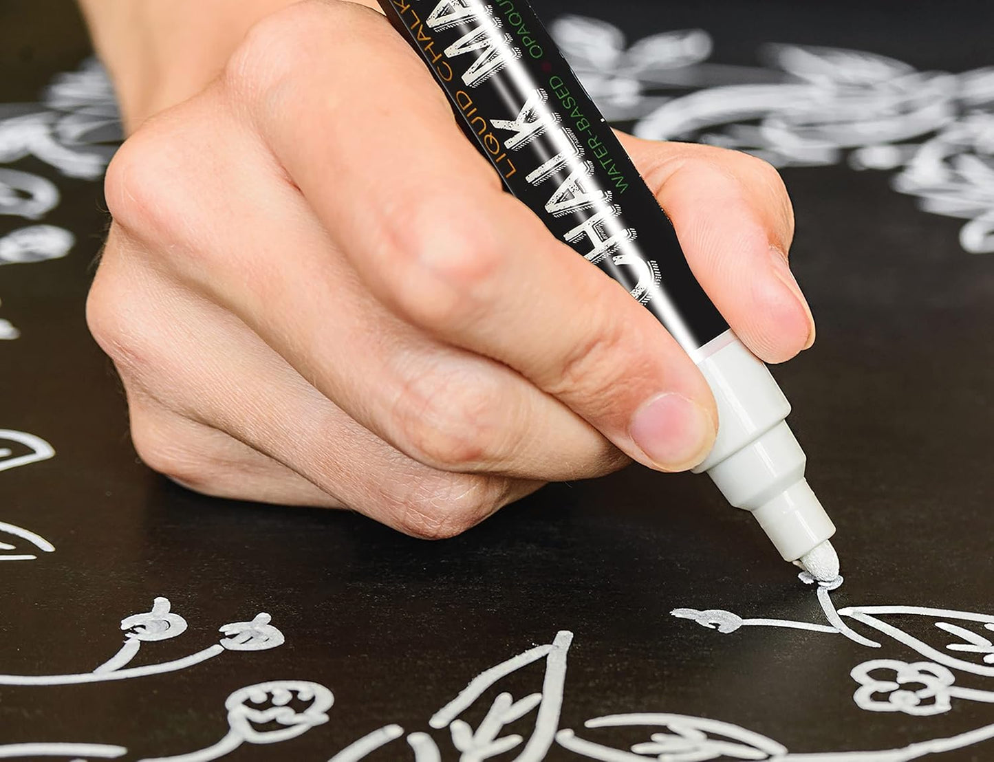 Better Office Products Framed Tabletop Chalkboard Sign, 9.5" x 14", Rustic Wood Frame, Small Magnetic Chalkboard with Built-in Ledge and Folding Stand, One White Chalk Marker Included,(Gray wash)