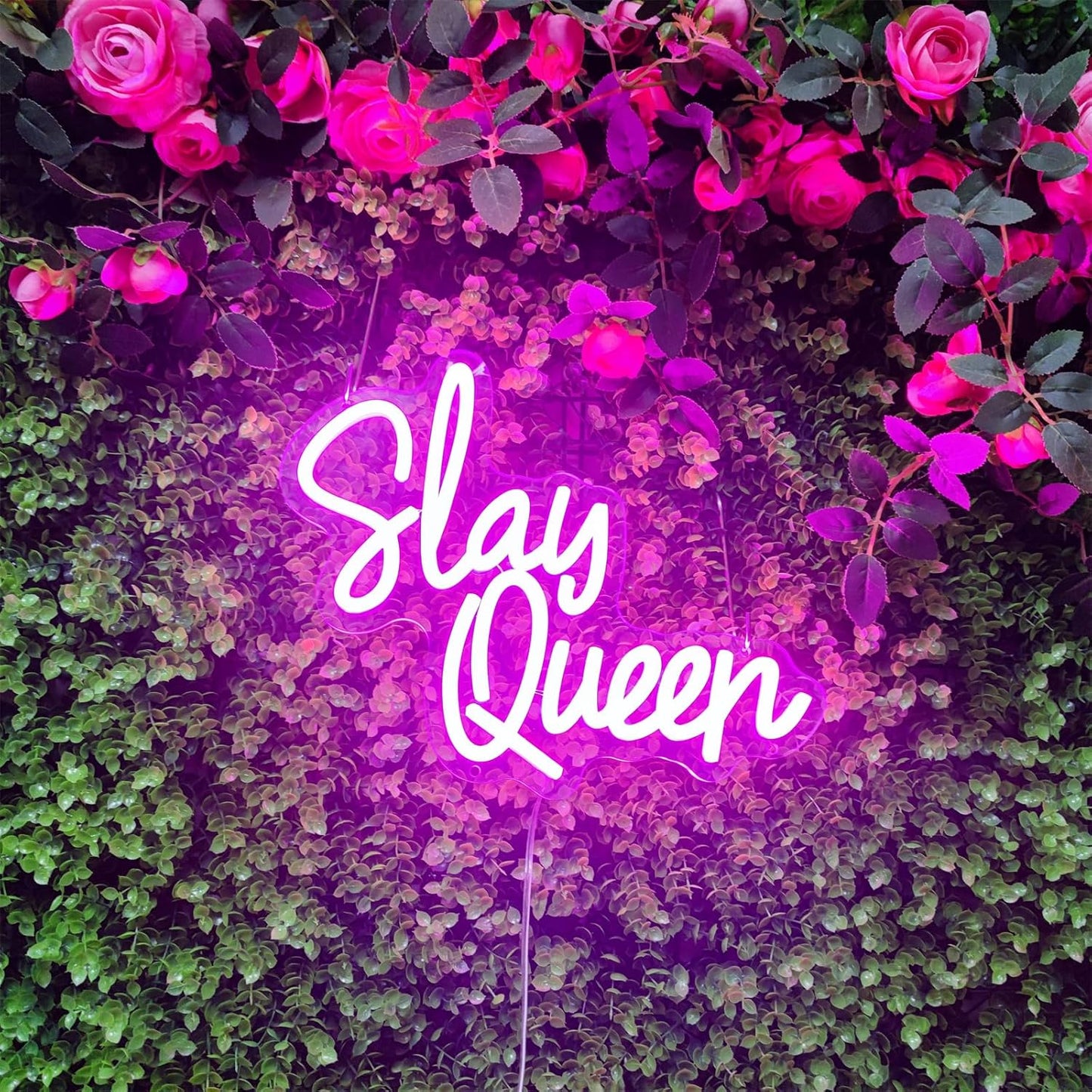 Slay Queen Neon Sign Slay Neon Signs for Wall Decor, LED Light Sign for Bedroom Preppy Girl Aesthetic Room Dorm Decor Y2k Bar Party, 12.5" x 10.7"