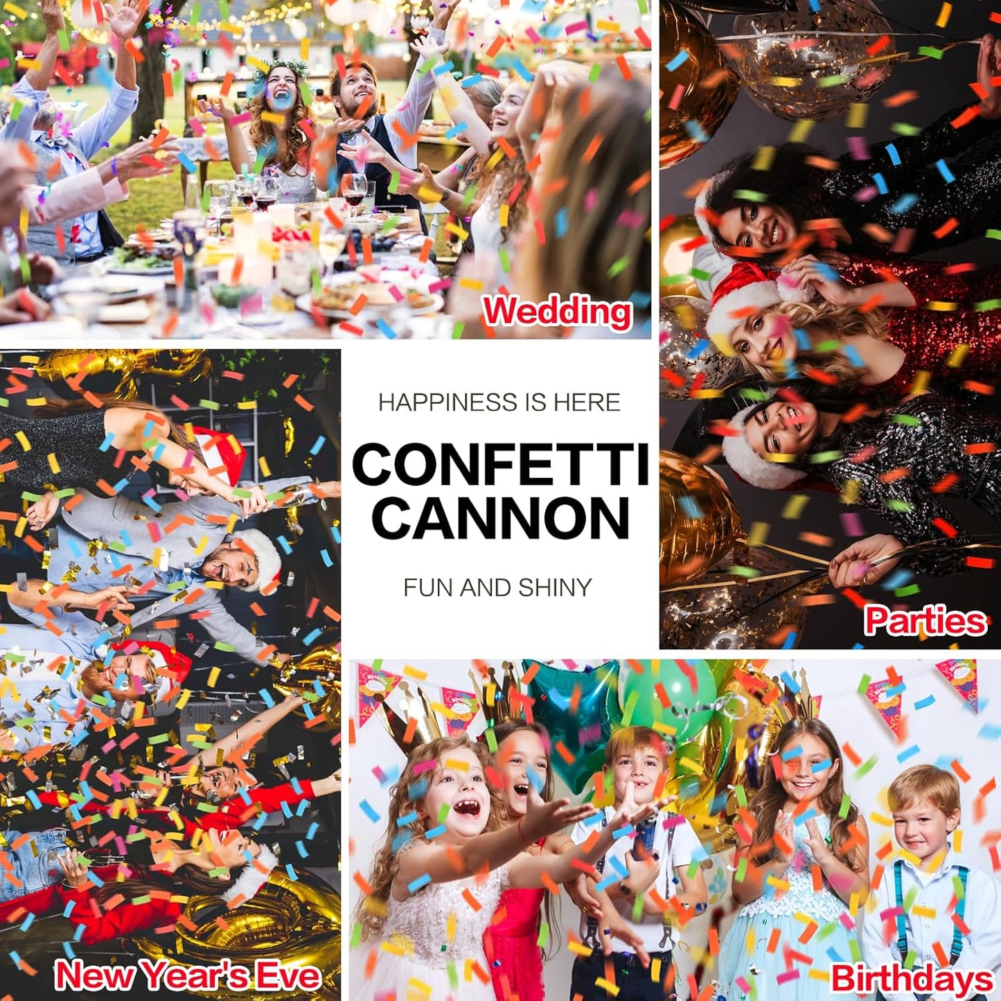 Confetti Cannon Multicolor 12 Pack Biodegradable Confetti Popper Party Confetti Shooters12 Inch Confetti Popper Cannons Confetti Poppers for Wedding,Birthday,Graduation, New Years Celebration