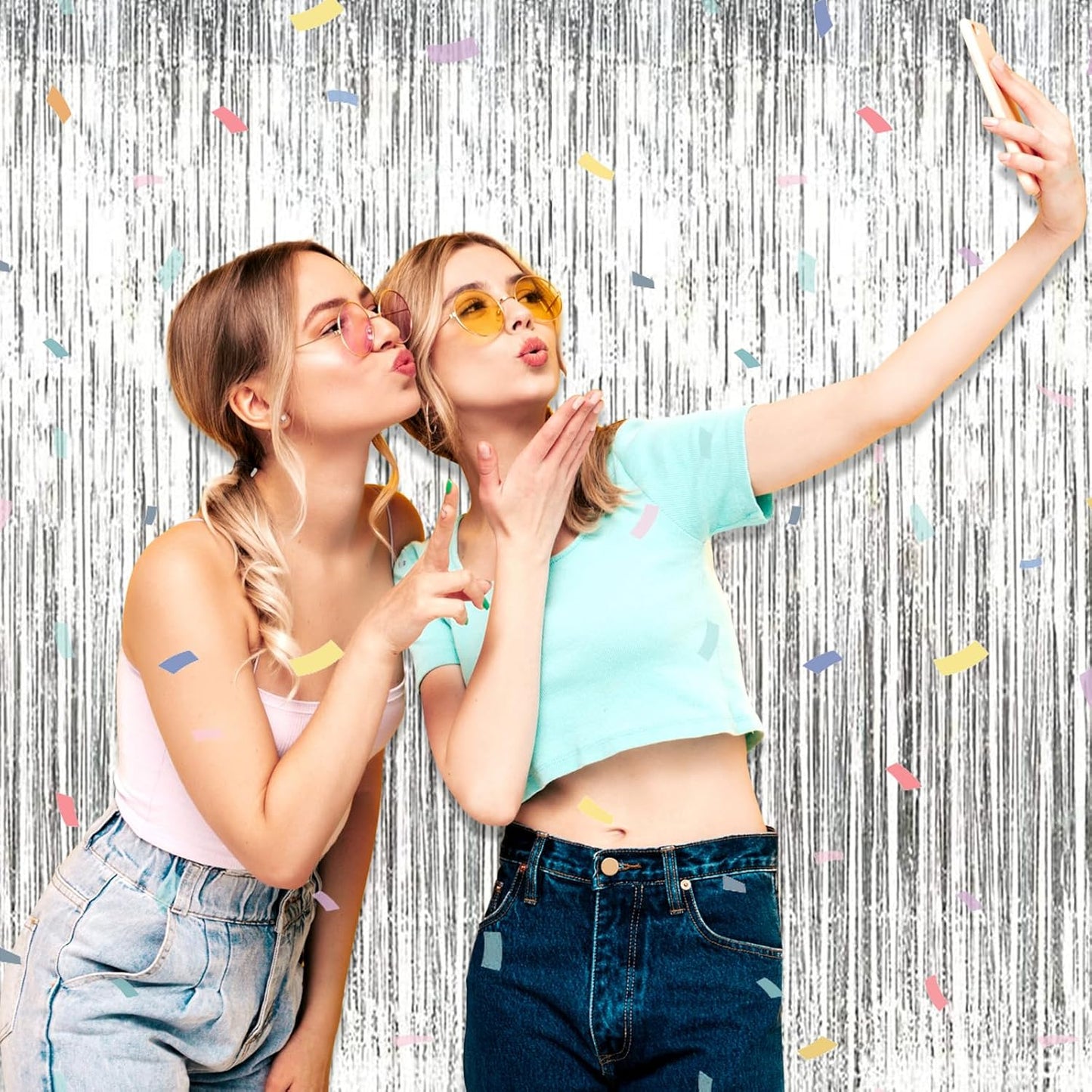 3 Pack Silver Foil Fringe Curtain Backdrop, 3.28Ft x 8.2Ft Metallic Tinsel Foil Fringe Streamer Curtains for Photo Booth, Christmas Day, Thanksgiving, Wedding, New Year Party Decorations