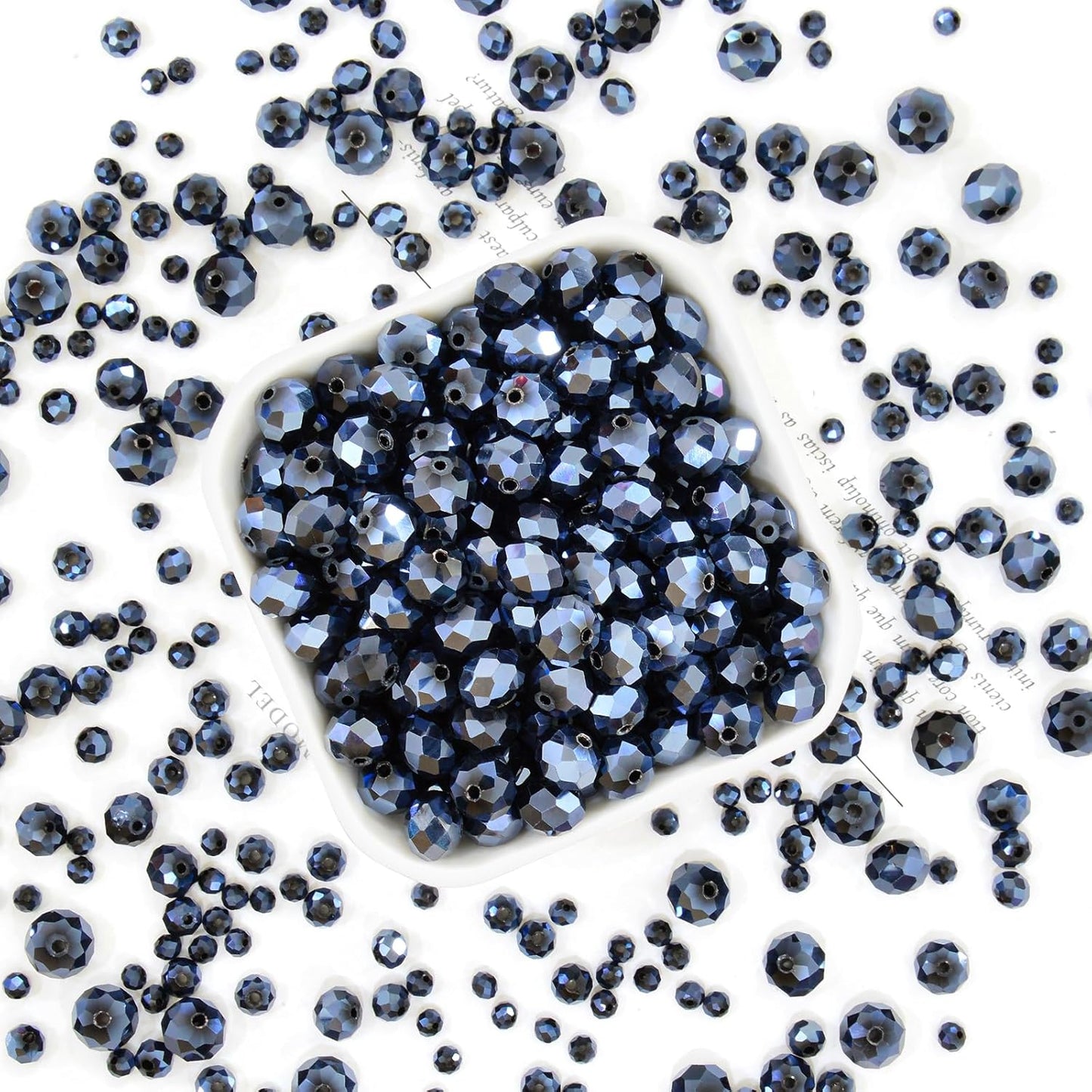 460Pcs 8mm Crystal Glass Beads for Jewelry Making Beads for Bracelets Necklace Pendants Making Supplies(Navy Blue)