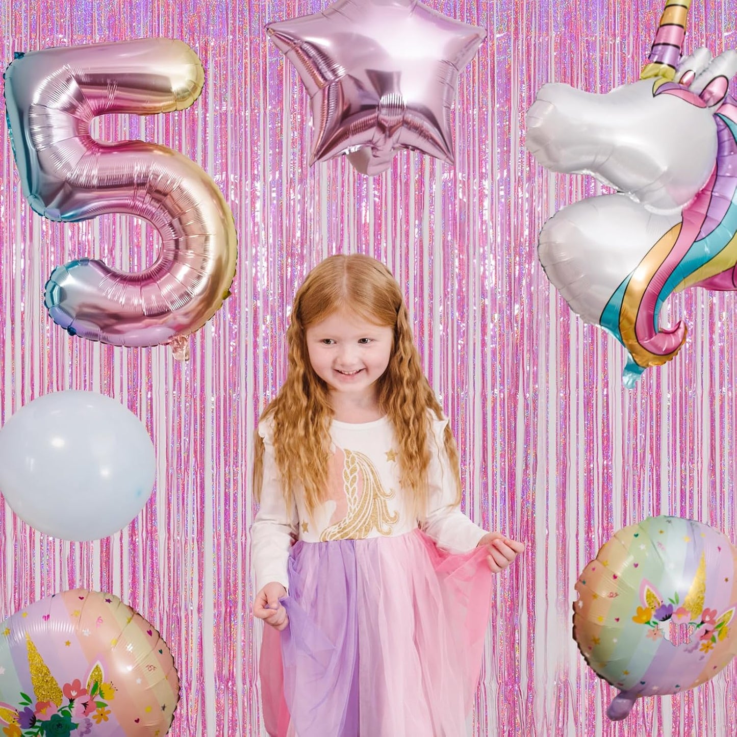 Melsan 3 Pack 3.2 x 8.2 ft Foil Fringe Curtains - Pink Tinsel Curtain Unicorn Birthday Hello Kitty Birthday Decorations Photo Backdrop for Party Decoration Engagement or Bachelorette Party Supplies