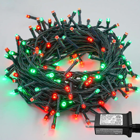 YEGUO 200 LED 66ft Christmas Lights Outdoor Waterproof, Red and Green String Lights Indoor, Green Wire Twinkle Tree Lights Plug in with Timer Memory 8 Modes