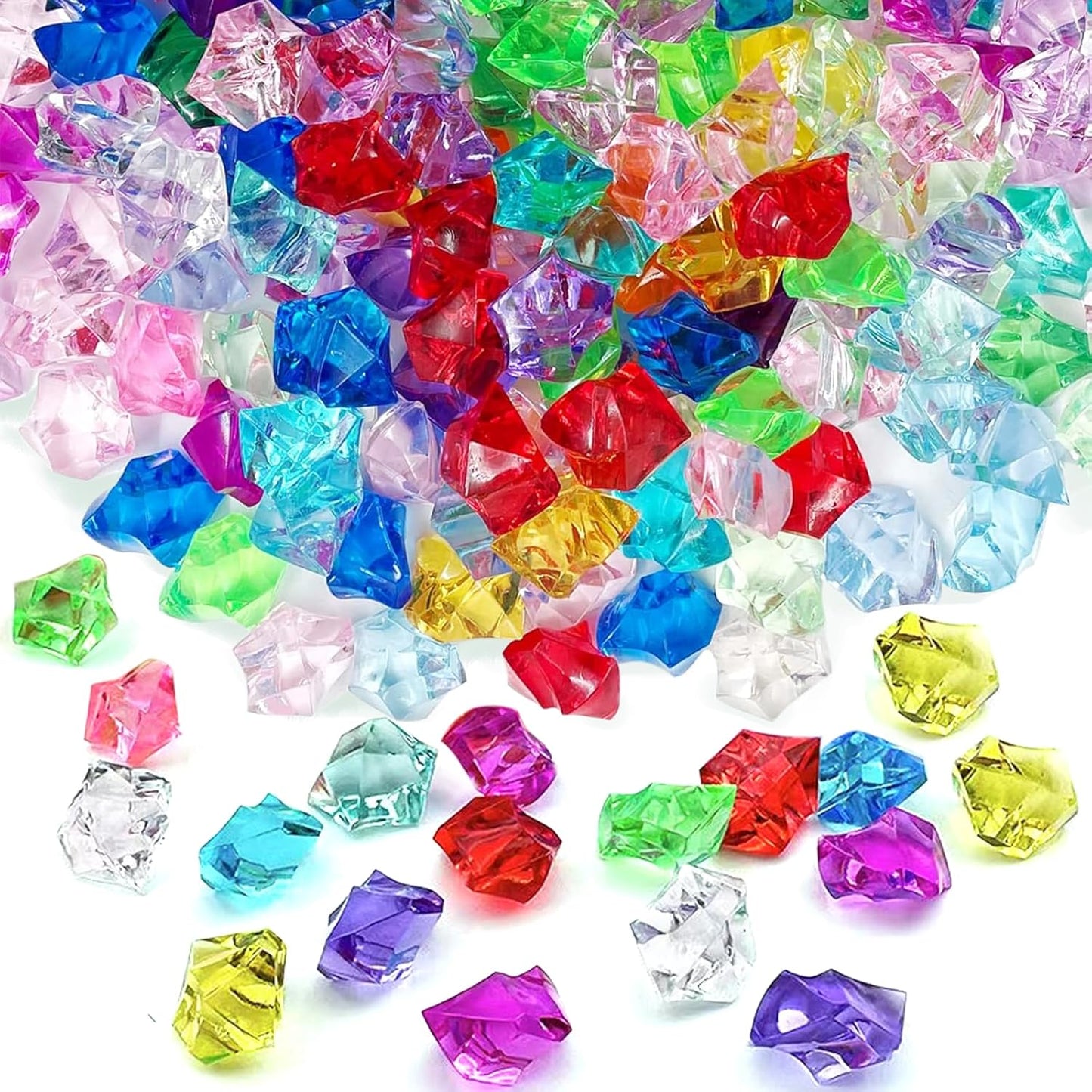Fake Crushed Ice Cubes 1000pcs Multicolor Acrylic Crystal Rocks Multi Colored Fake Ice Rocks Acrylic Gems Stones for Easter Vase Fillers Mermaid Birthday Party Wedding Floral Arrangement Home Decor