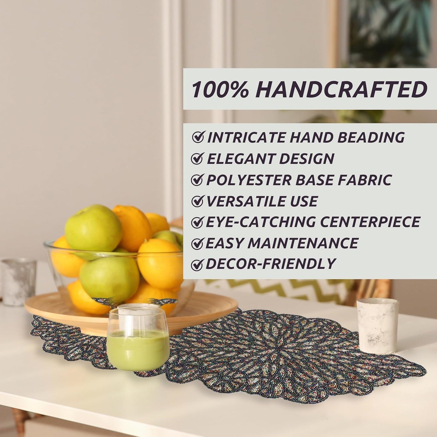 Premium Beaded Table Runner - 13x36 Elegant & Durable Home Décor for Dining, Weddings, Parties & Special Occasions with Non-Slip Backing, Versatile & Easy-Care (Multi) - CLEENTABLE