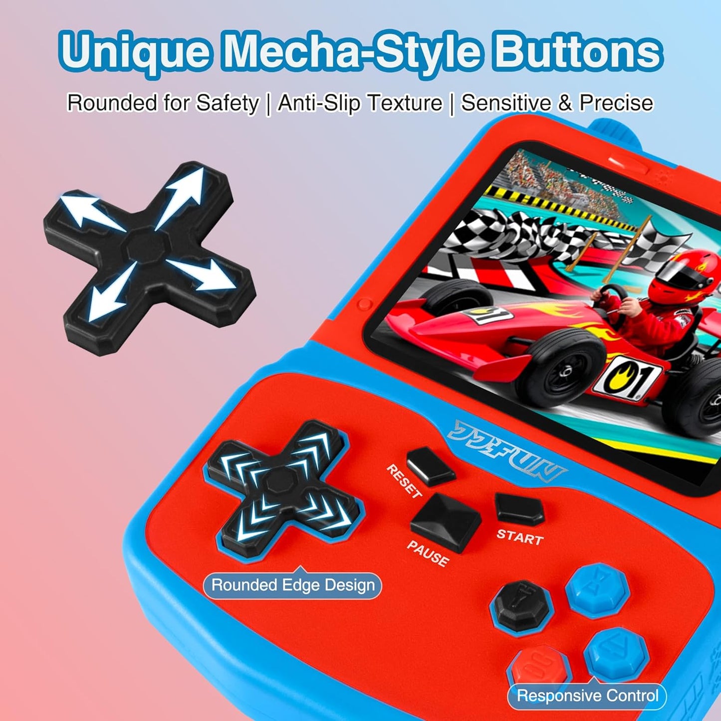 Portable Video Game Console for Kids, 220 Built-in Classic Retro Games, Handheld Plug & Play Player with 3.5'' IPS Screen, Rechargeable Travel Toy Birthday Gift for Boys & Girls- Blue