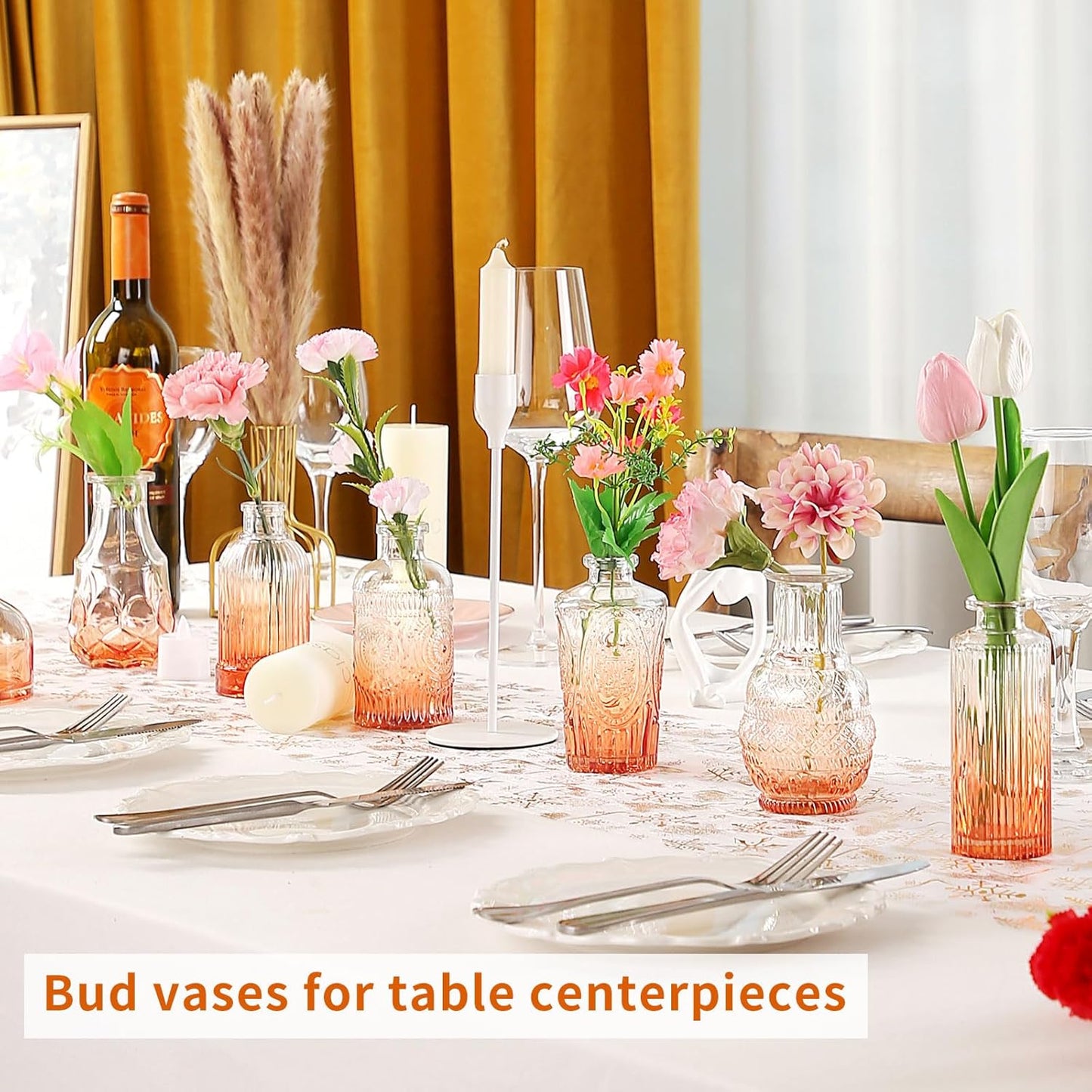 Mini Glass Bud Vases Flower Vases for Centerpieces- Ideal for Home Decor, Wedding & Bridal Shower Centerpieces, Party & Anniversary Decorations, Candle Holders,Aromatherapy Bottles(30 pcs,Light red)