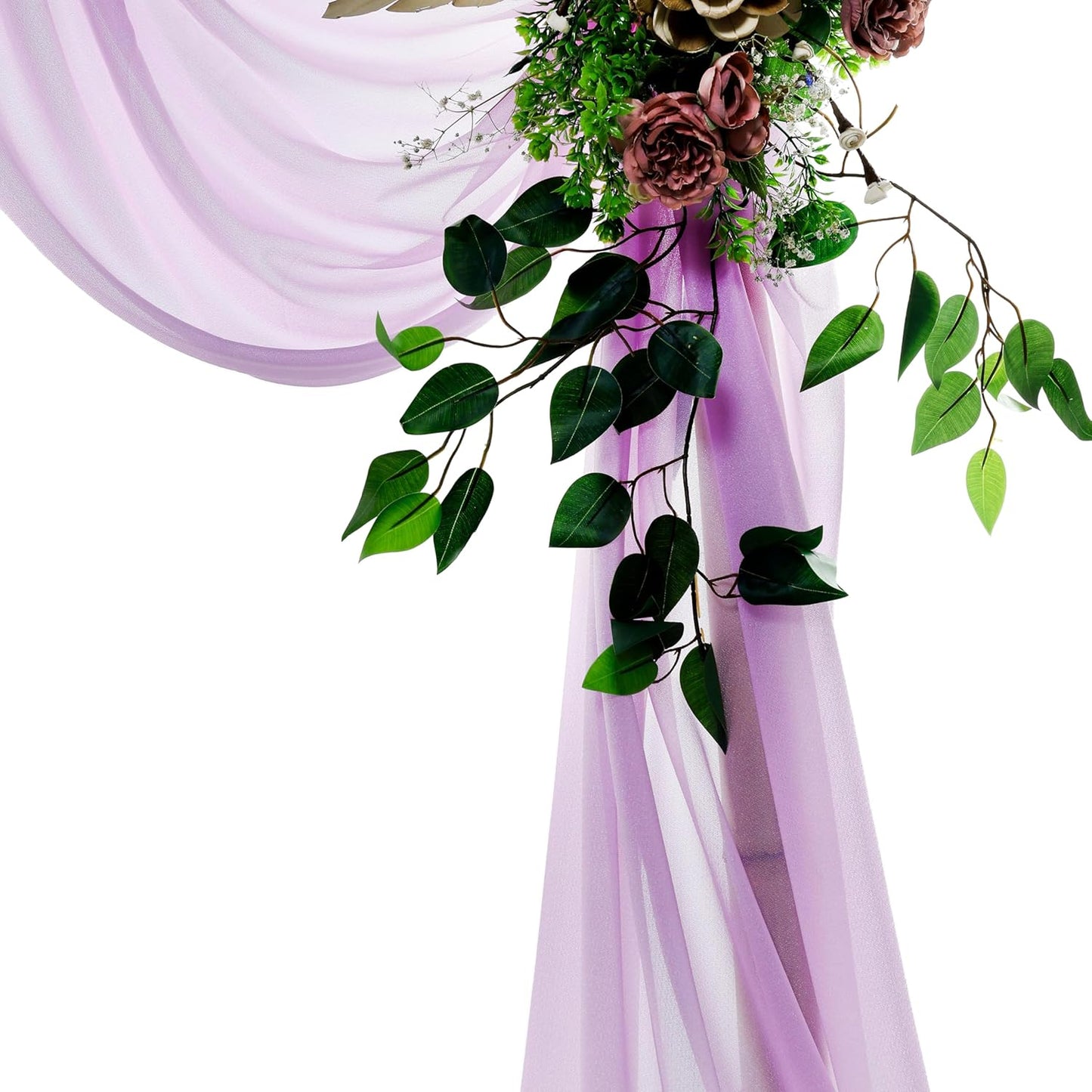 VDS Pack of 3 Panel (30 Inch X 20 Feet) Wedding Arch Draping Fabric Sheer Chiffon Fabric Drapery for Wedding Ceremony Reception Swag Backdrop Canopy Chuppah ARBO Altars Decoration (Orchid)