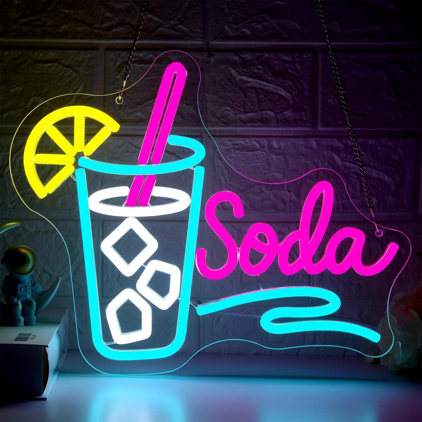 Soda Neon Sign for Wall Decor Dimmable Soda Pop Neon Light for Man Cave LED Light Up Water Sign for Store Bar Beer Club Party Kitchen Restaurant Christmas Birthday Gift Art Size 12.9 * 10.5In(WZCP290)