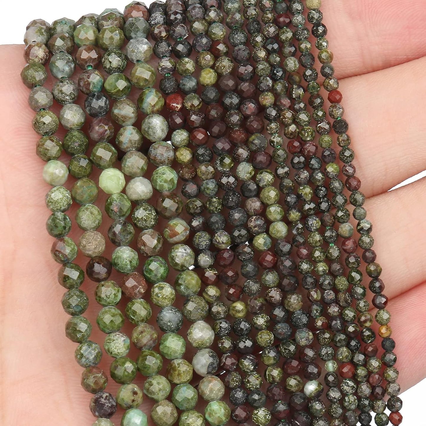Song Xi 120pcs 3mm Natural Dragon Blood Gemstone Beads Faceted Round Loose Stone Beads for Jewelry Making