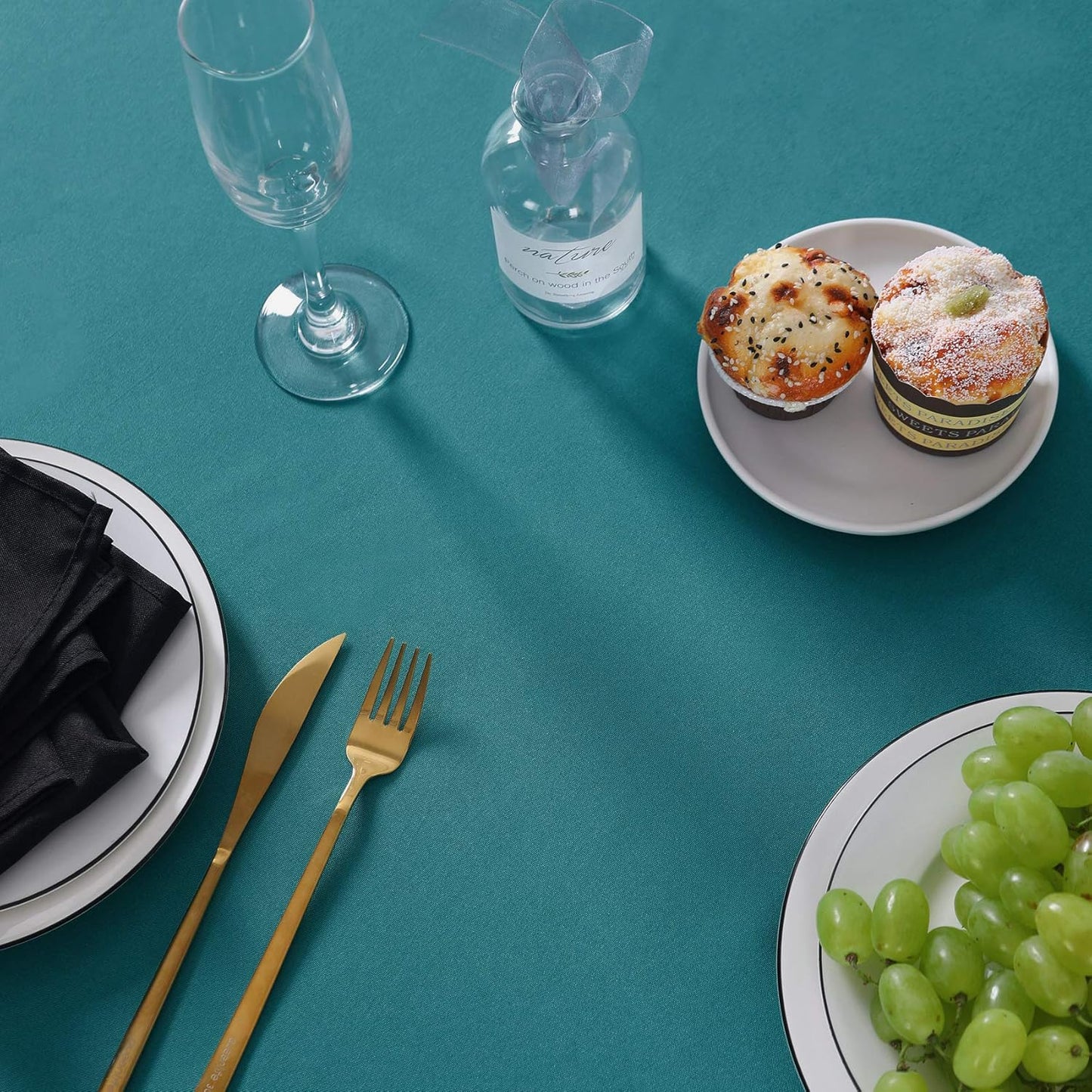 Rectangle Tablecloth 90x132 inch Washable Polyester Fabric Table Cloth for Wedding Party Dining Banquet Decoration（90x132, Teal）